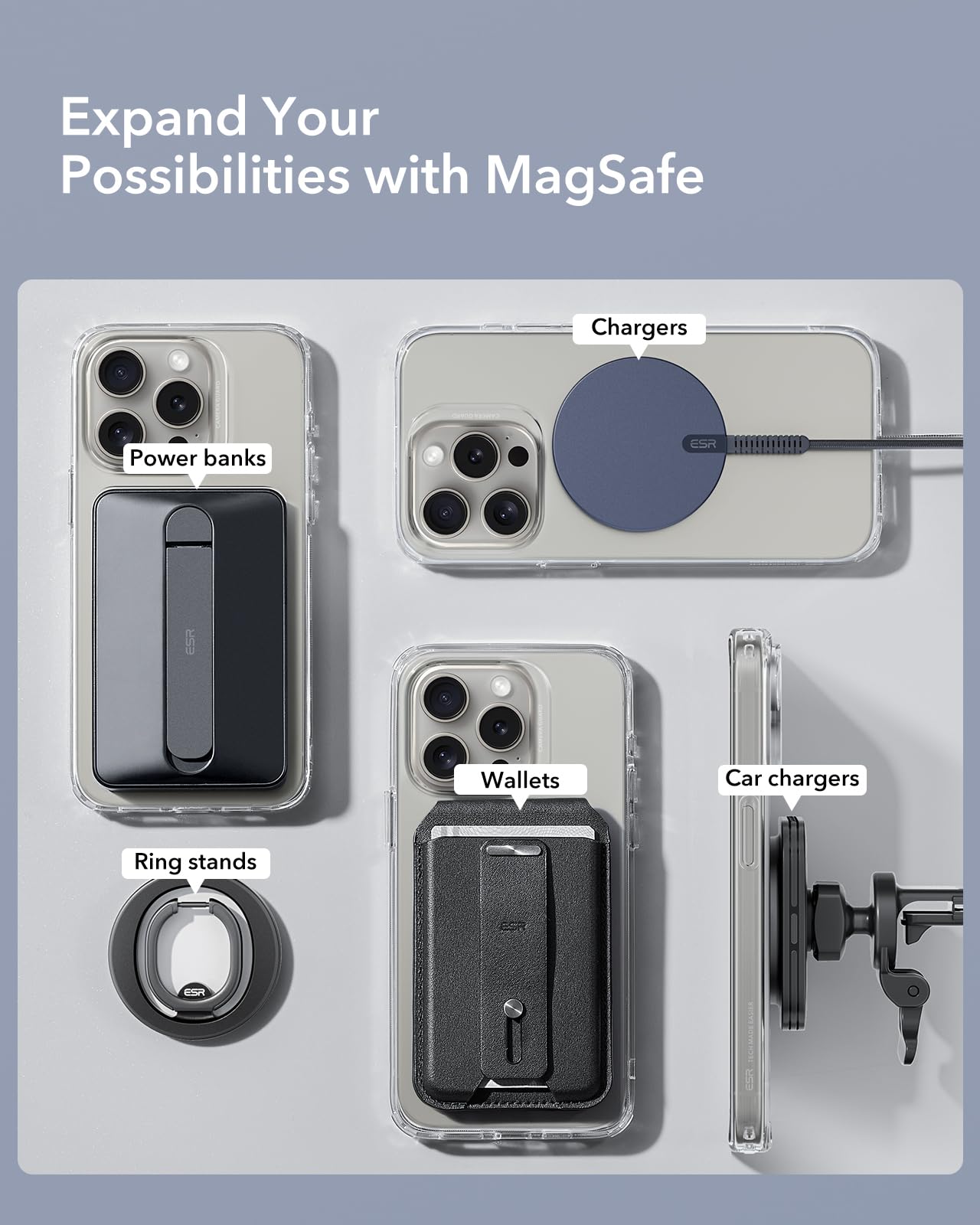 Esr For Magsafe Sticker, Magsafe Ring Magnet, 4 Pack Metal Ring For Phone Case,Universal Magnetic Wireless Charger Conversion Ki