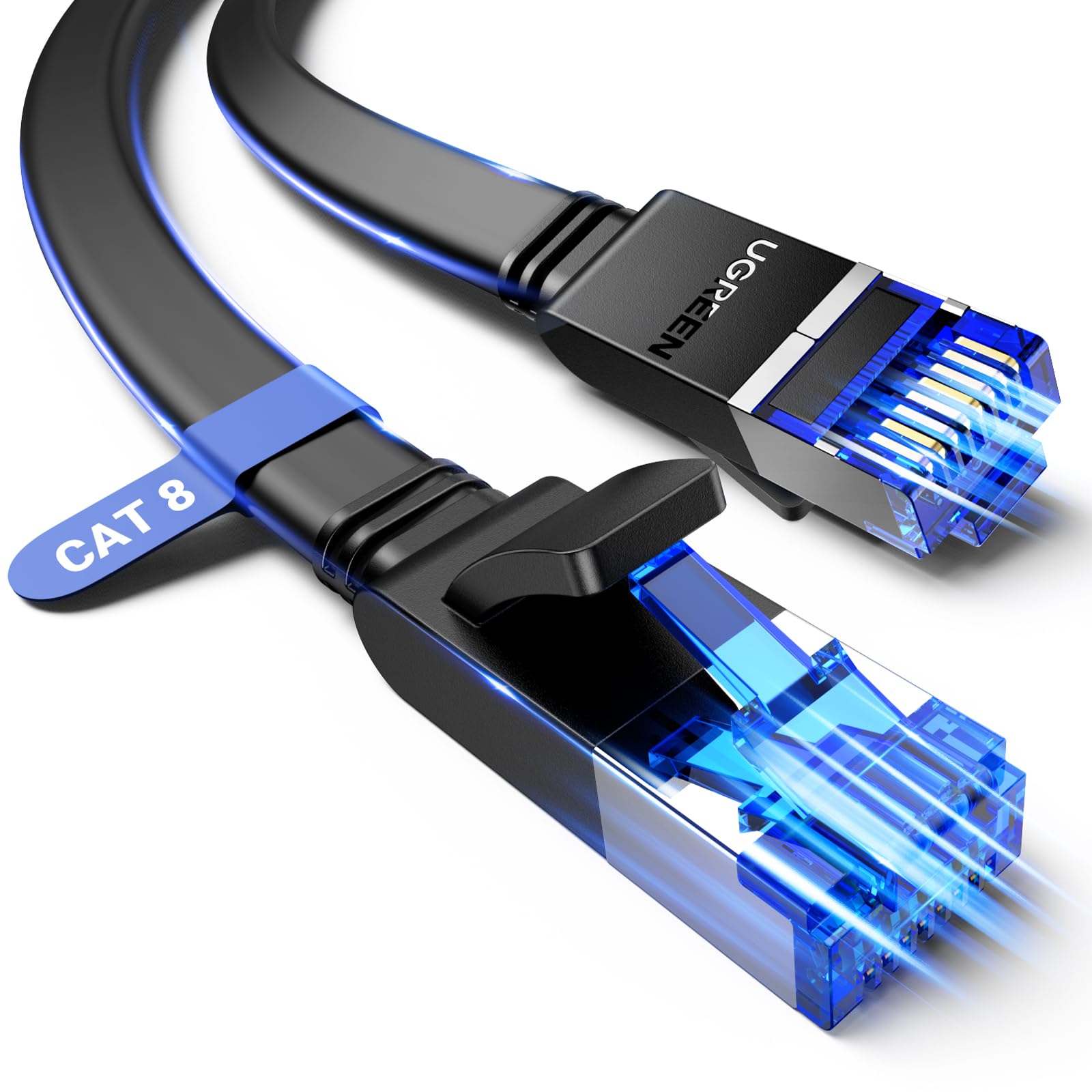 Ugreen Ethernet Cable 25Ft, Cat 8 Ethernet Cable With 40Gbps 2000Mhz High Speed, Shielded Heavy Duty Flat Internet Cable Compati