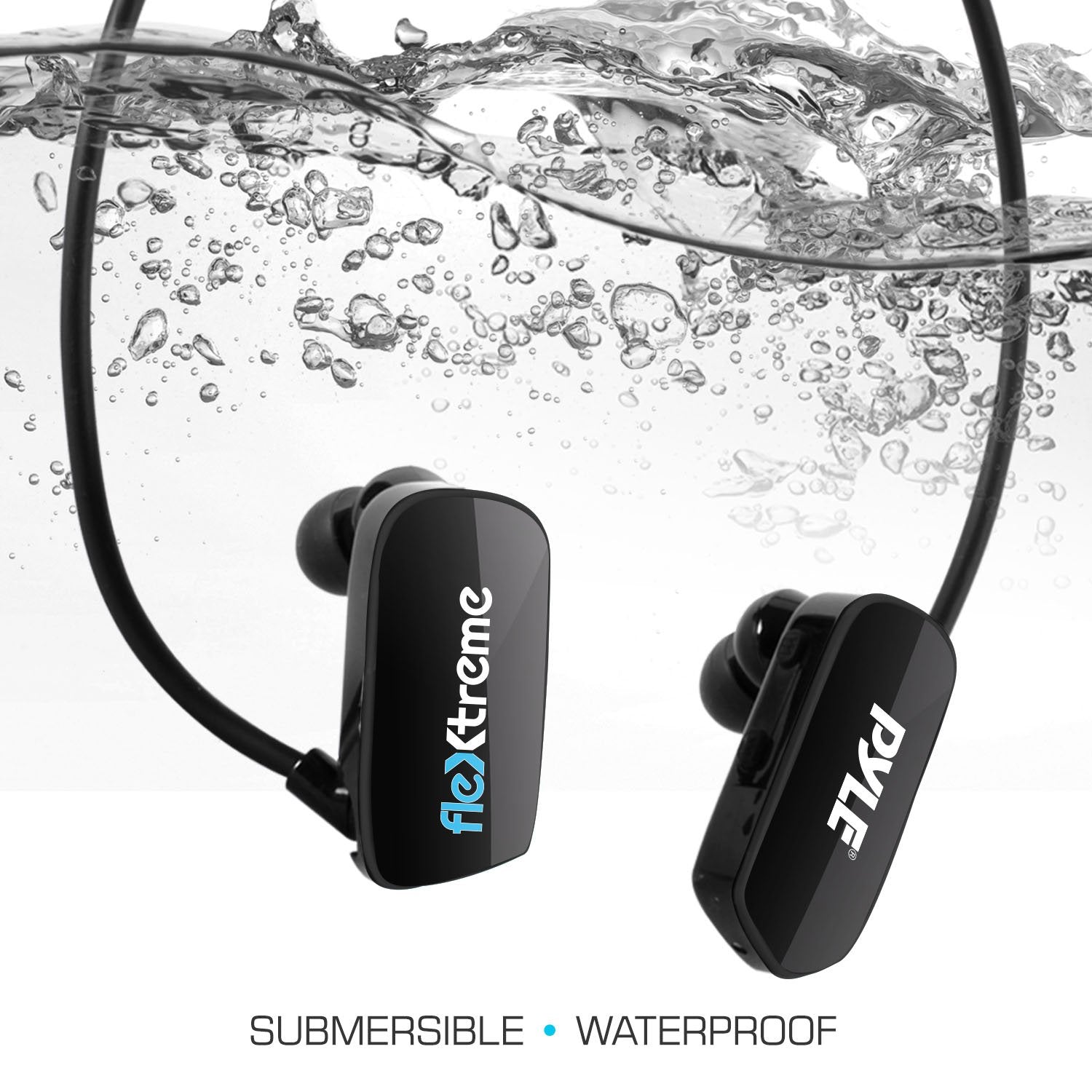 Pyle Mp3 Player Bluetooth Headphone - Waterproof Swim Ipx8 Flexible Wrap-Around Style Headphones Built-In Rechargeable Battery B