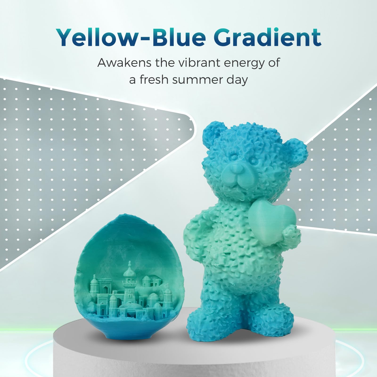 Flashforge Pla Filament 1.75Mm +/- 0.02Mm Blue To Yellow Gradient, Smooth Color-Changing 3D Printer Filament 1Kg (2.2Lbs) Spool,