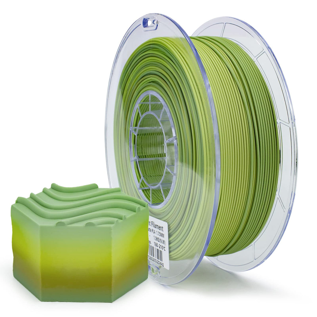 Ziro 3D Printer Filament,Matte Pla Filament 175Mm,Multicolor Rainbow Pla Filament,1Kg22Lb,Matcha