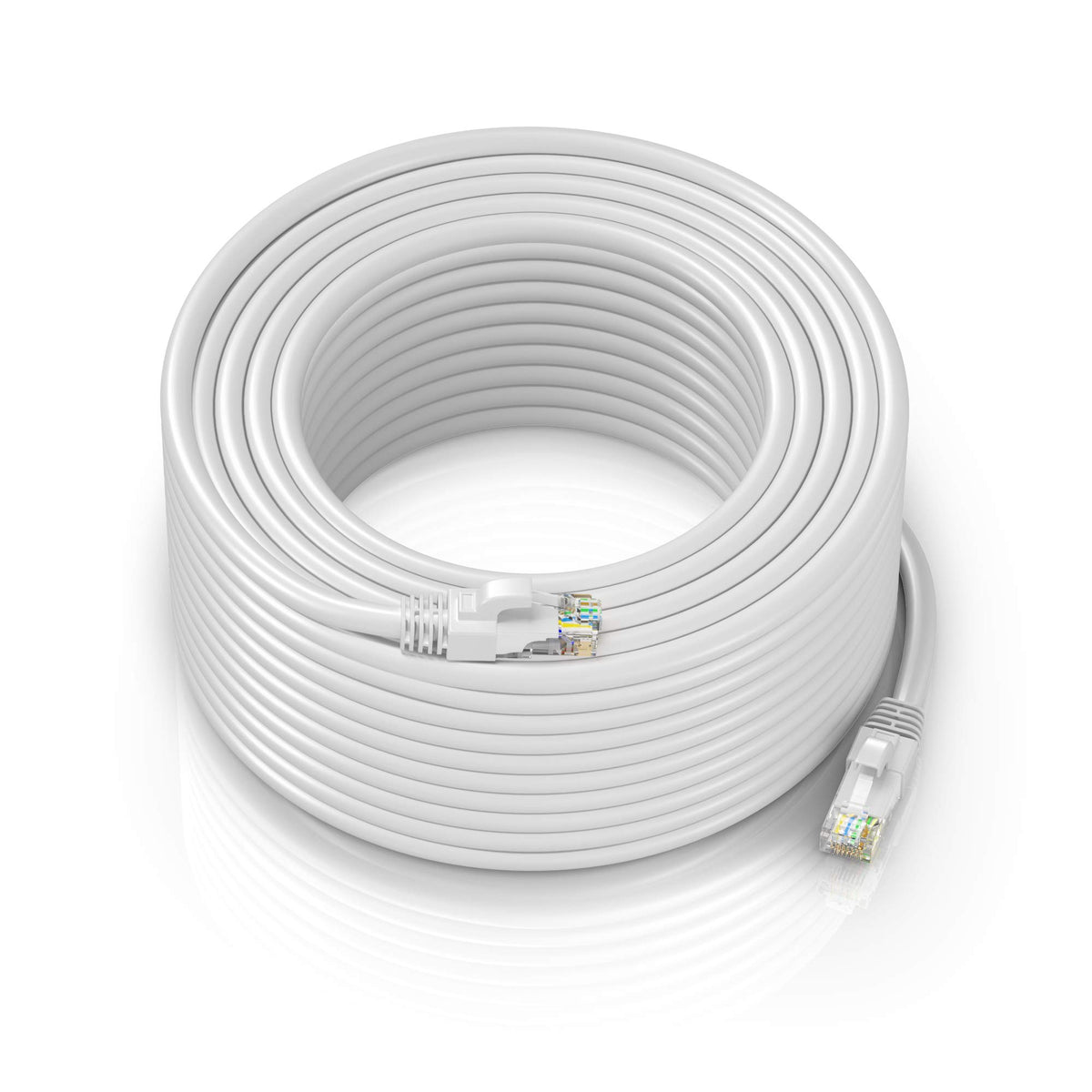 Maximm Ethernet Cable 200 Ft Cat6 High Speed Internet Network Lan Cable Cord, Outdoor Waterproof (White)