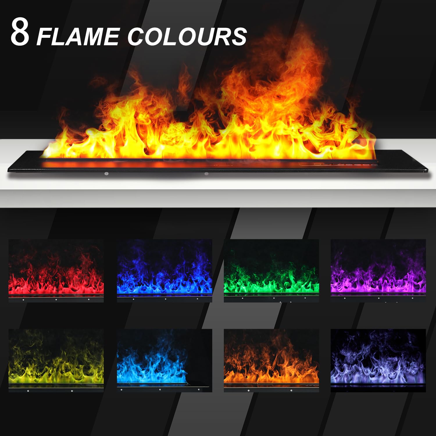 Sunlitup Electric Fireplace 31.6, Water Vapor Fireplace Remote & Smart App, Vapor Electric Fireplace 8 Color Flames, Steam Firep