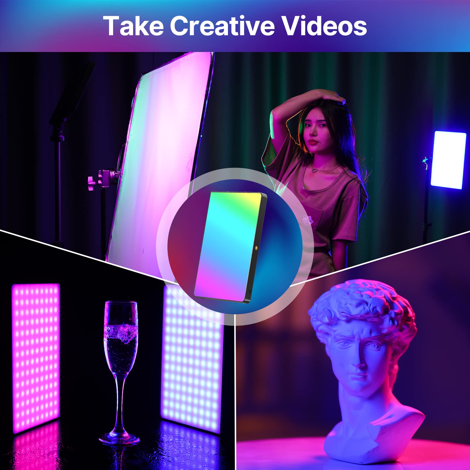 Ulanzi Lt003 Rgb Video Light, 15W Portable Led Panel With 2100 Lumens, 10'' Video Light Dimmable 2500K 9000K, Built In 8000Mah B