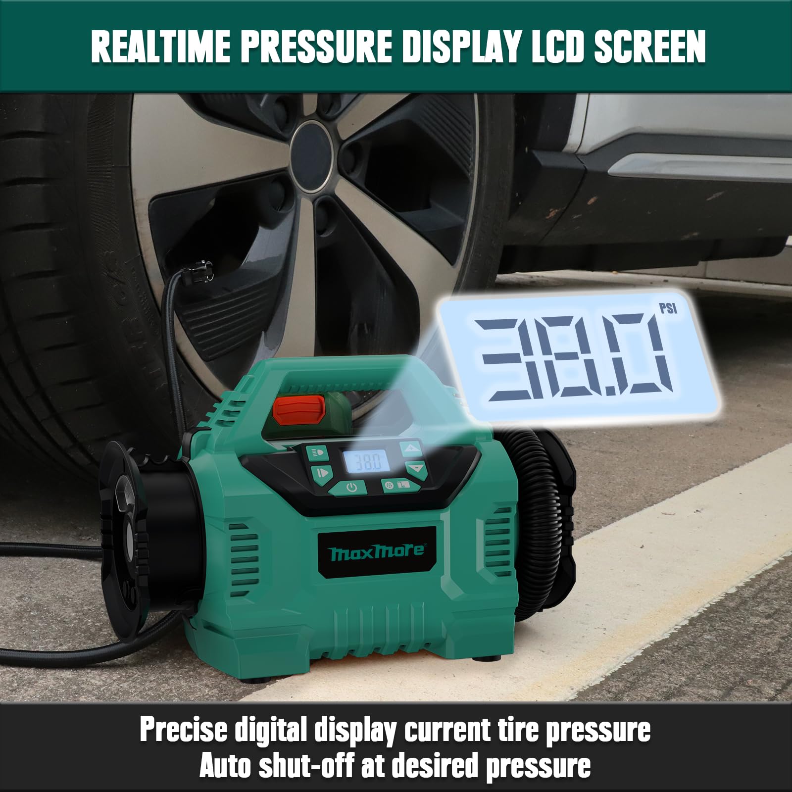 Cordless Tire Inflator Compatible With Makita 18V Battery, 160 Psi Portable High Pressure Air Compressor With 1 X 18V 2.0Ah Batt