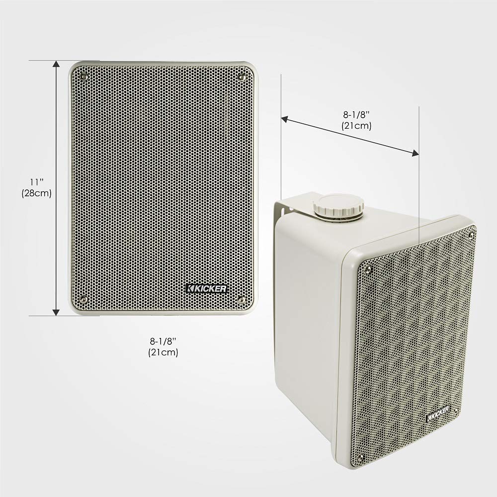 Kicker Kb6B 2 Way Full Range Indoor Outdoor Speakers (Pair) Weatherproof Speakers For Patio Garage Poolside In Home, 6.5 Inch Wo