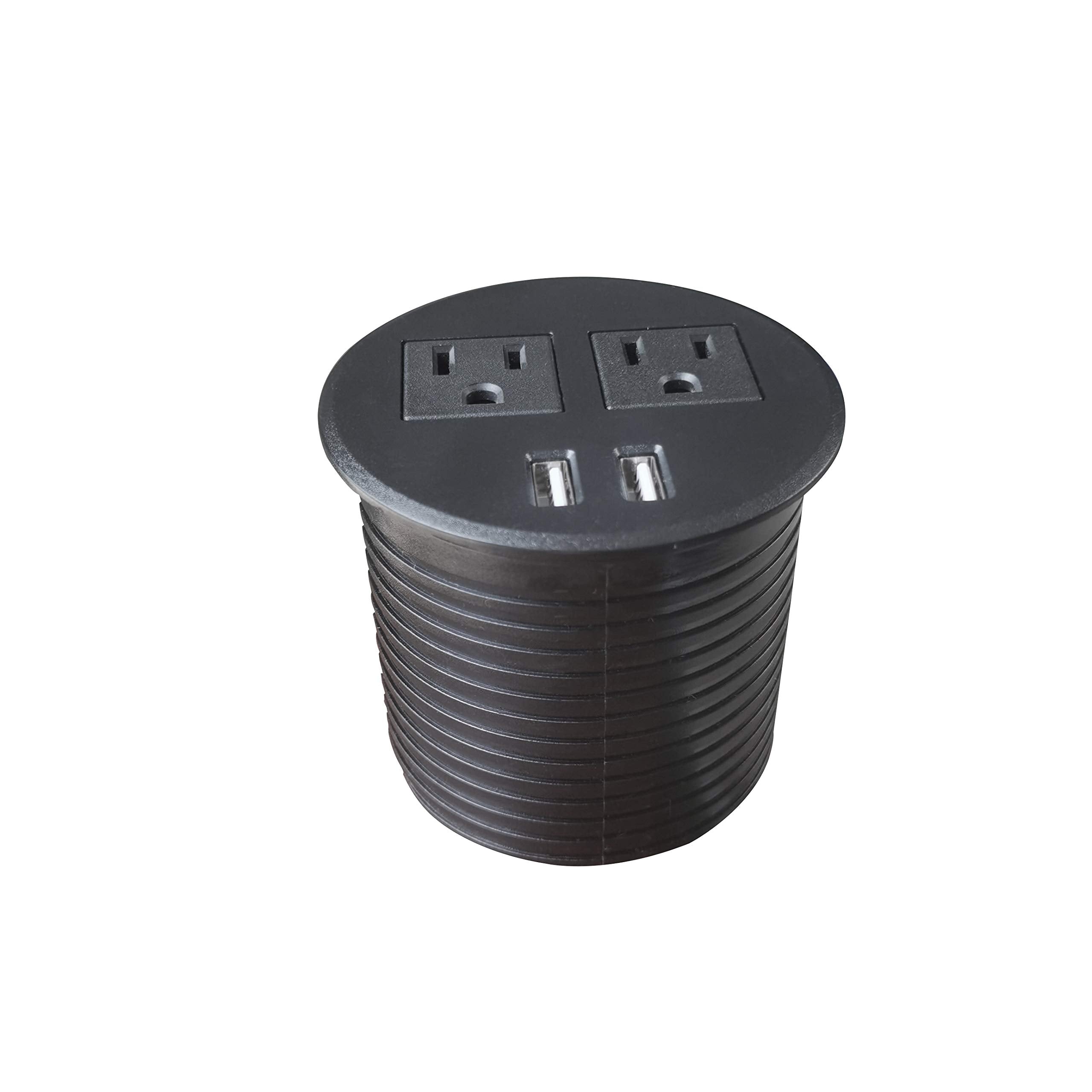 Apexdesk Ul Certified Desktop Power Grommet With Two Power Sockets, Two Quick Usb Charging Ports, 6Ft Power Cord And Lock Ring (