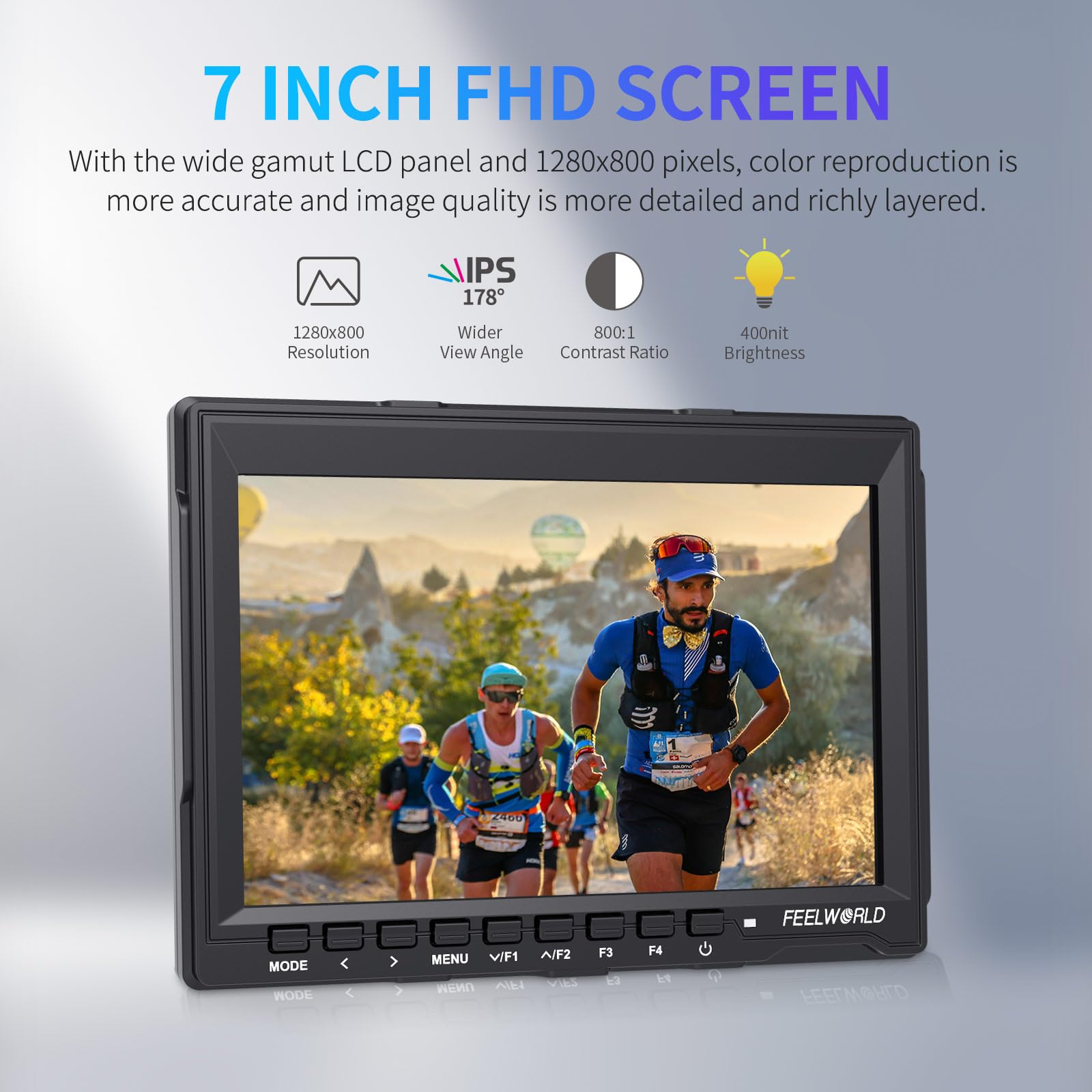 Feelworld Fw759 Camera Monitor 7    Hd 1280X800 Field Video Lcd Ips Screen 1200:1 High Contrast Ratio For Steady Cam, Dslr Rig,