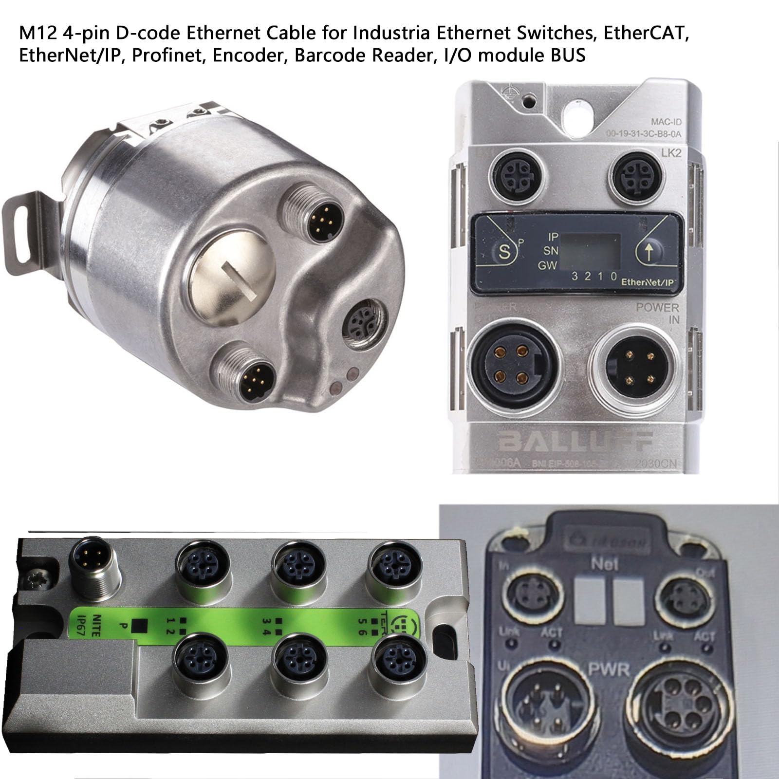 Hangton Ethernet Sensor Vision Camera M12 4 Pin D Code To M12 4 Pin D Coded Cable For Baumer Encoder Industrial Automation Plc N
