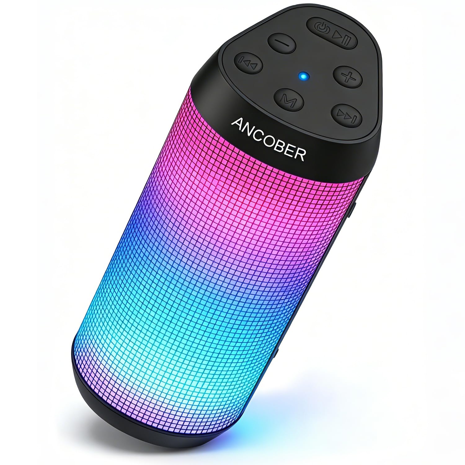 Bluetooth Speaker, Portable Wireless, 20W HD Stereo Loud Sound, 8 Modes LED Light Show, 30H Playtime, IPX4 Waterproof, TWS Pairi