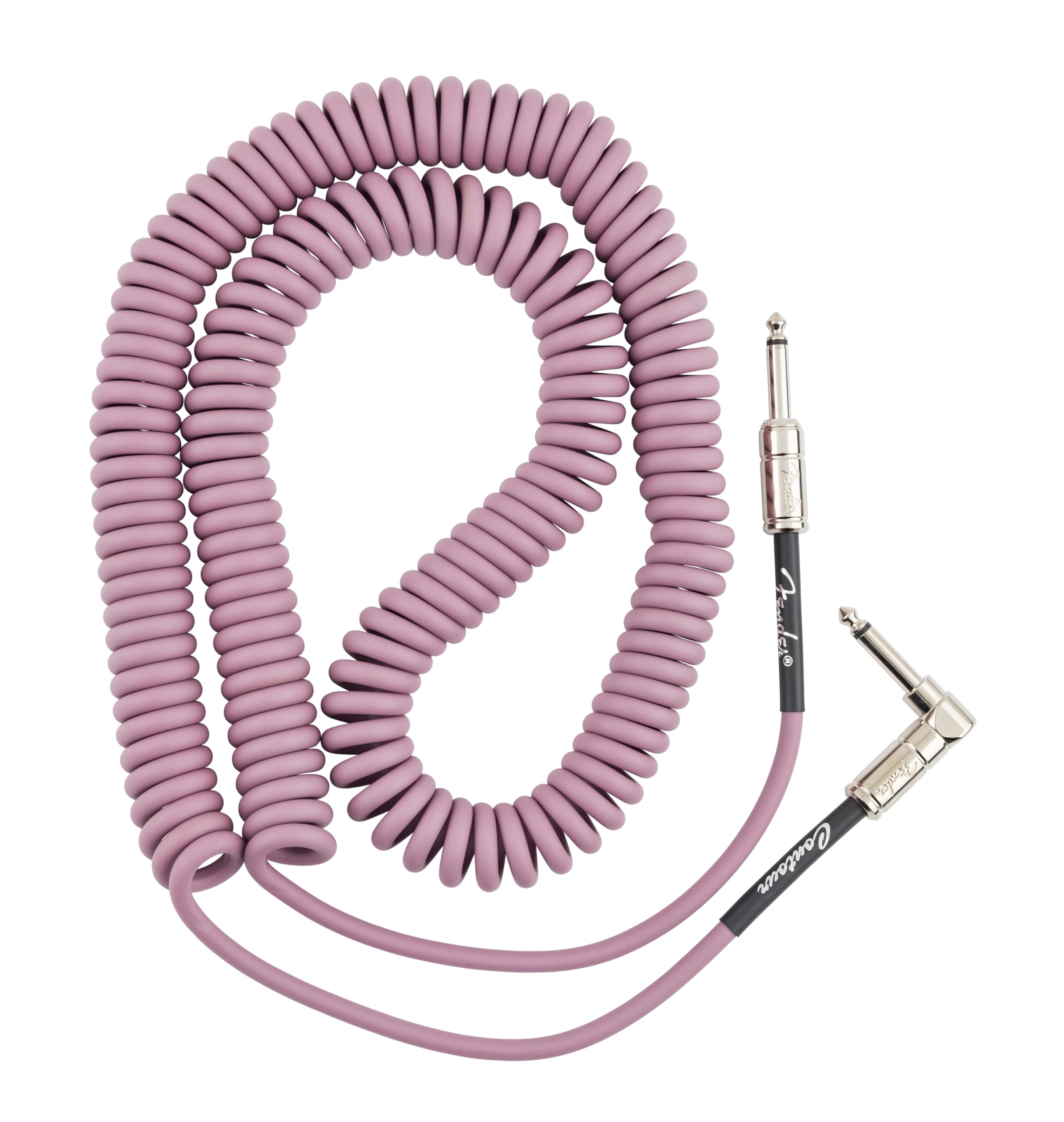Fender Contour Coiled Instrument Cable, Guitar Accessories, Straight/Angle, Burgundy Mist, 30 ft