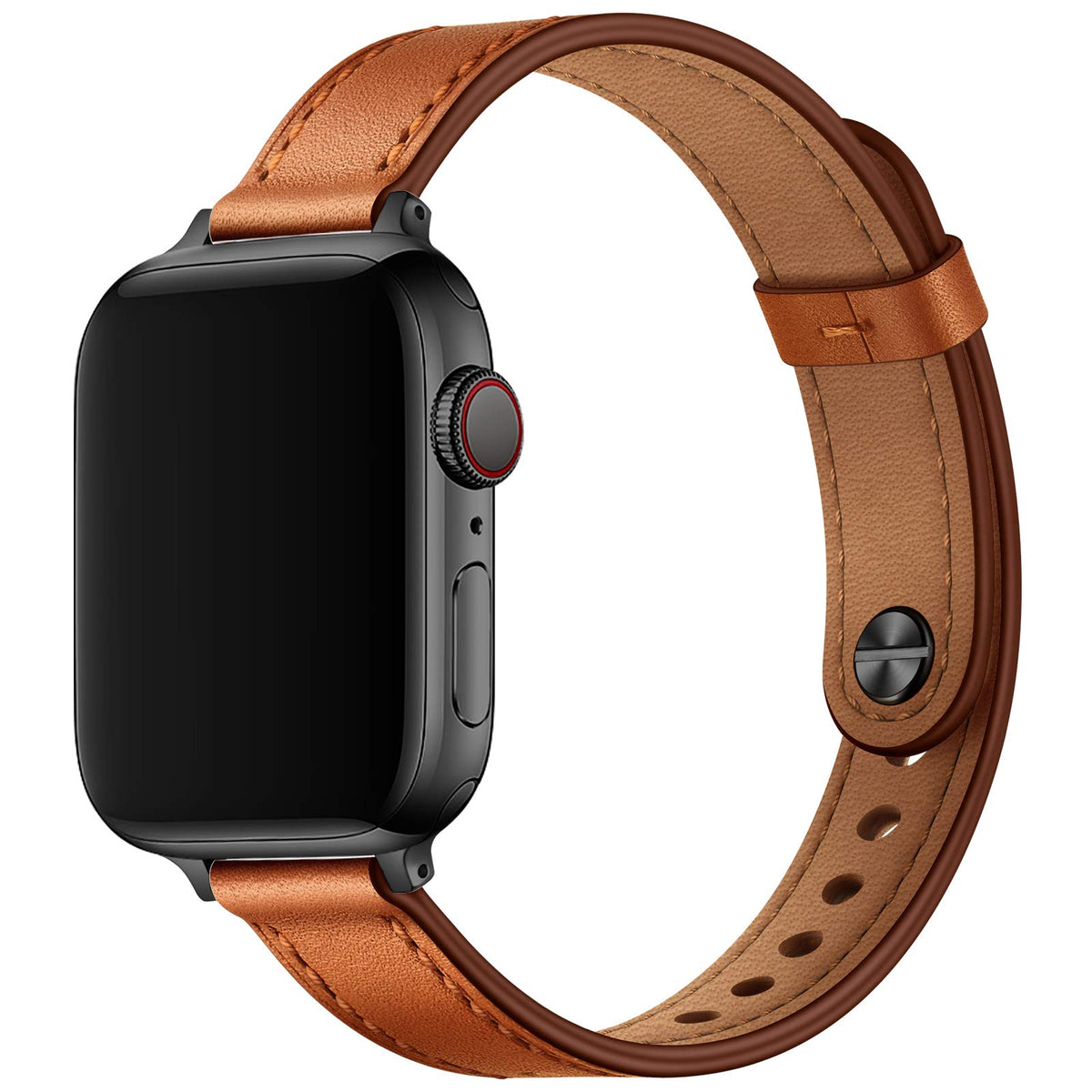 Ouheng Slim Band Compatible With Apple Watch Band 49Mm 45Mm 44Mm 42Mm, Women Genuine Leather Band Thin Strap For Iwatch Ultra 2/