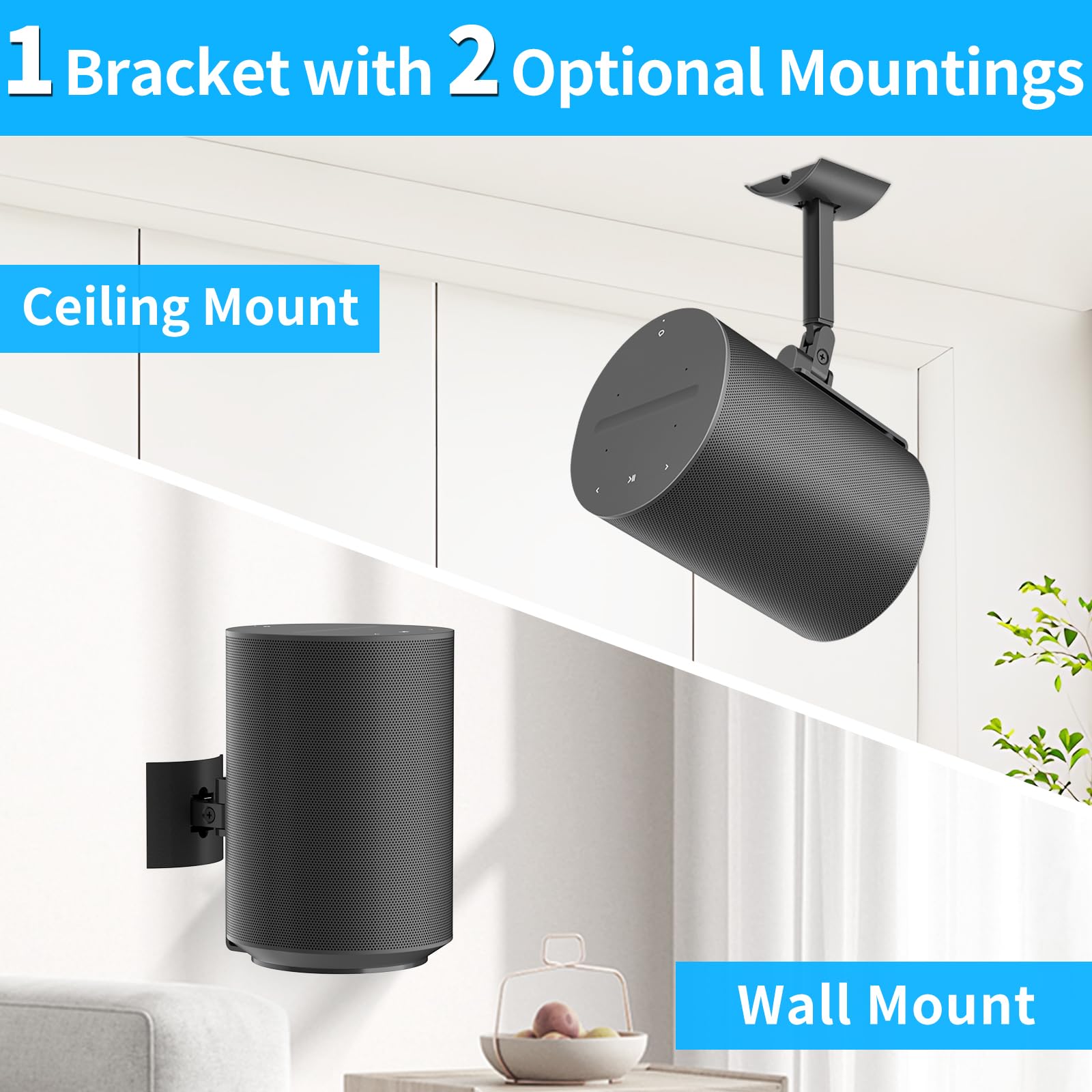 Metal Speaker Mount For Sonos Era 100 Ceiling Mount   Adjustable Tilt And Swivel Bracket For Sonos Era 100 Wall Mount With 2 Mou