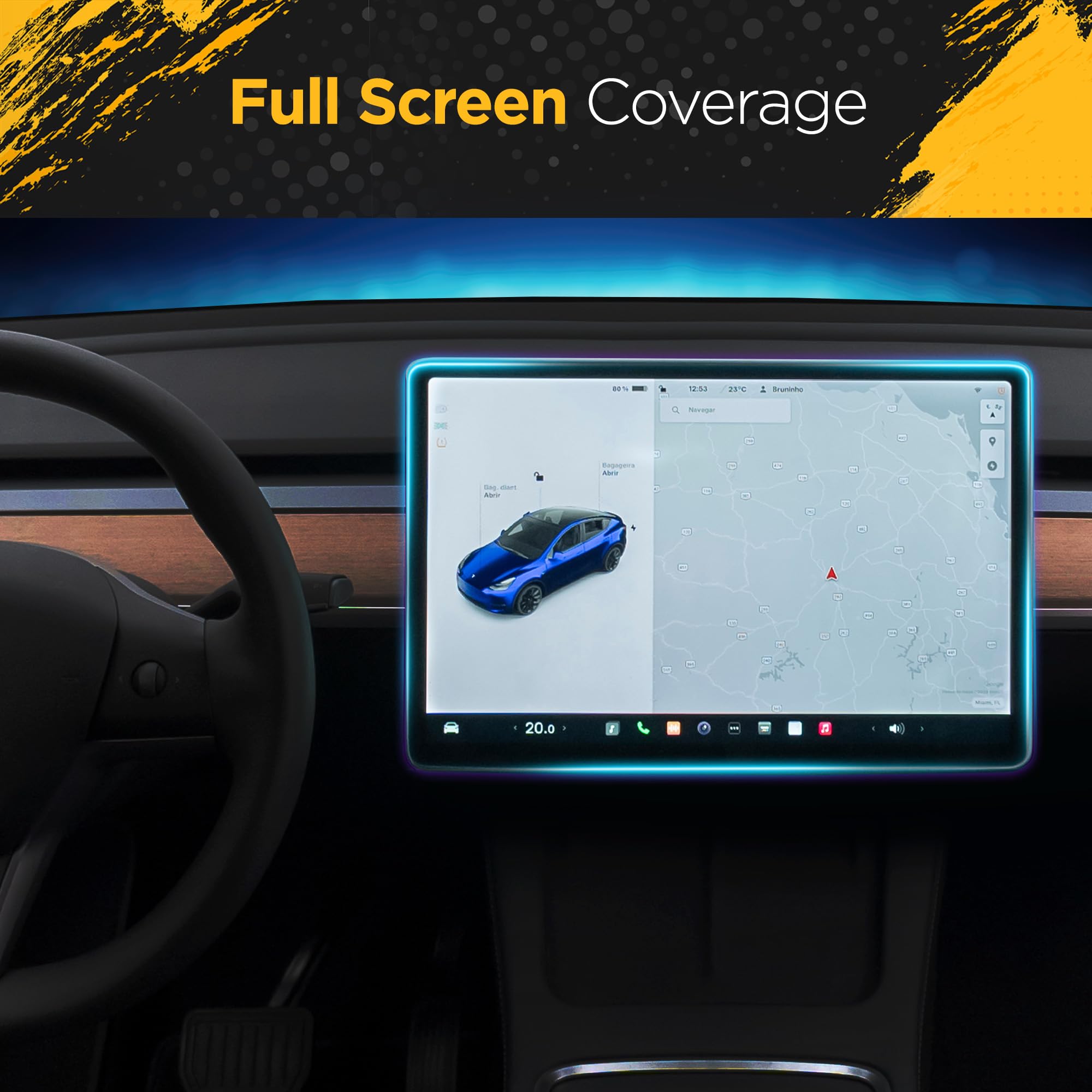 Matte Screen Protectors For Tesla Model 3 Highland (2024) Front And Rear, Anti Glare Fingerprint Resistant Tempered Glass Displa