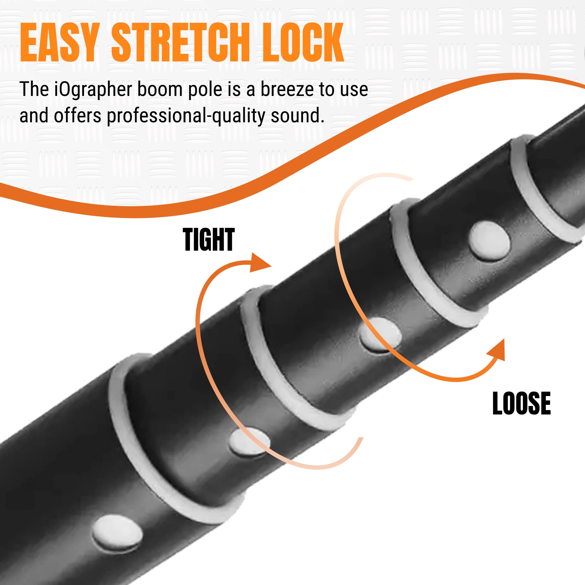 Iographer Microphone Boom Pole - Handheld Boom Pole Holder & Adjustable Microphone Mount - Compact & Extendable Pole Mount With