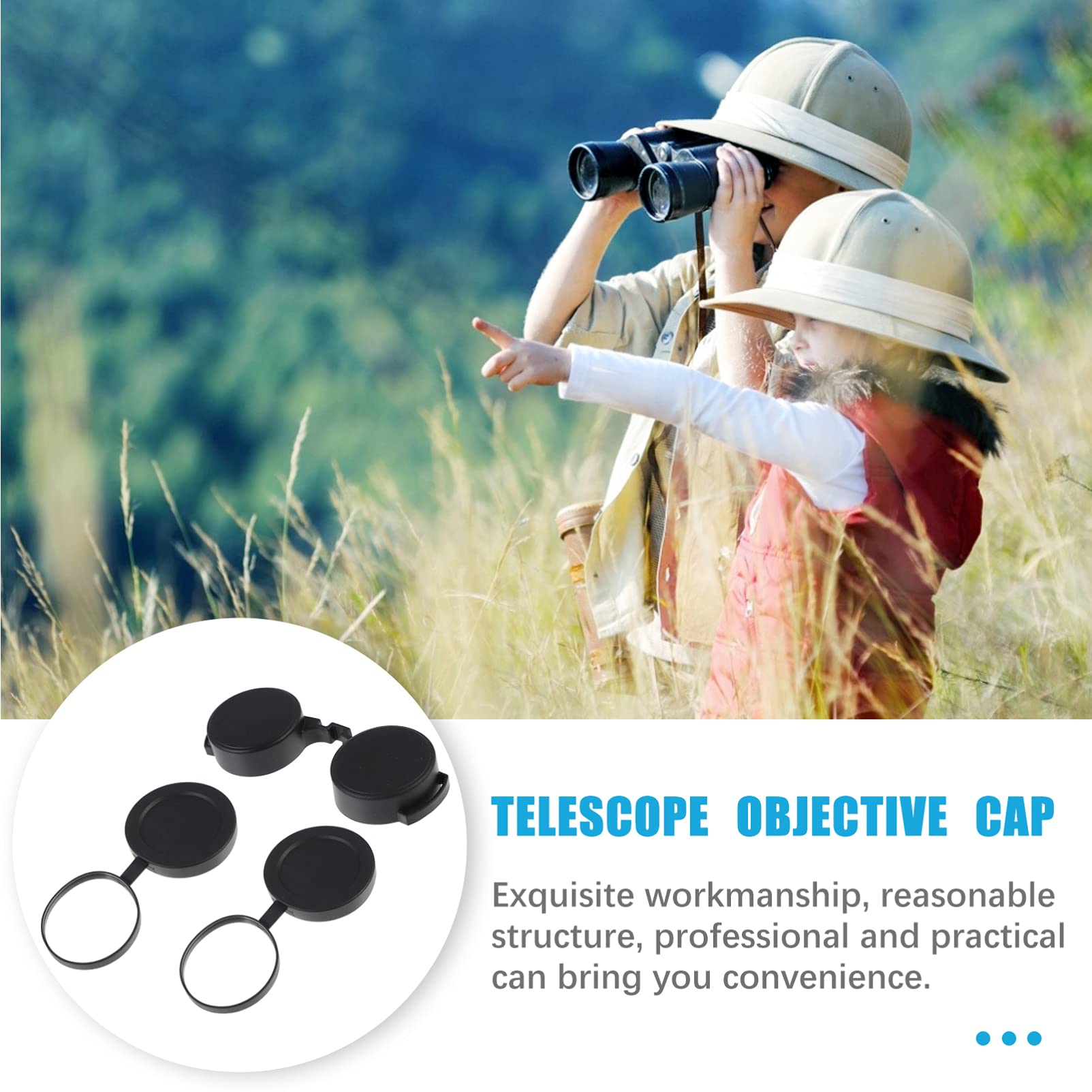 3Pcs Rubber Objective Lens Cover Eyepiece Flip  Open Scope Cover For Binoculars Telescope Accessories (Black)