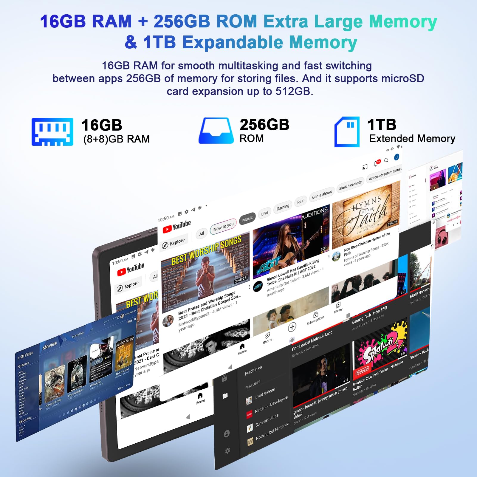 2025 Tablet 11 Inch Screen 2K Tablet Octa-Core 2.0 Ghz,16Gb Ram+256Gb Rom+Tf 1Tb /2000 * 1200 Pixel/8Mp+20Mp+2Mp Macro/10000 Mah