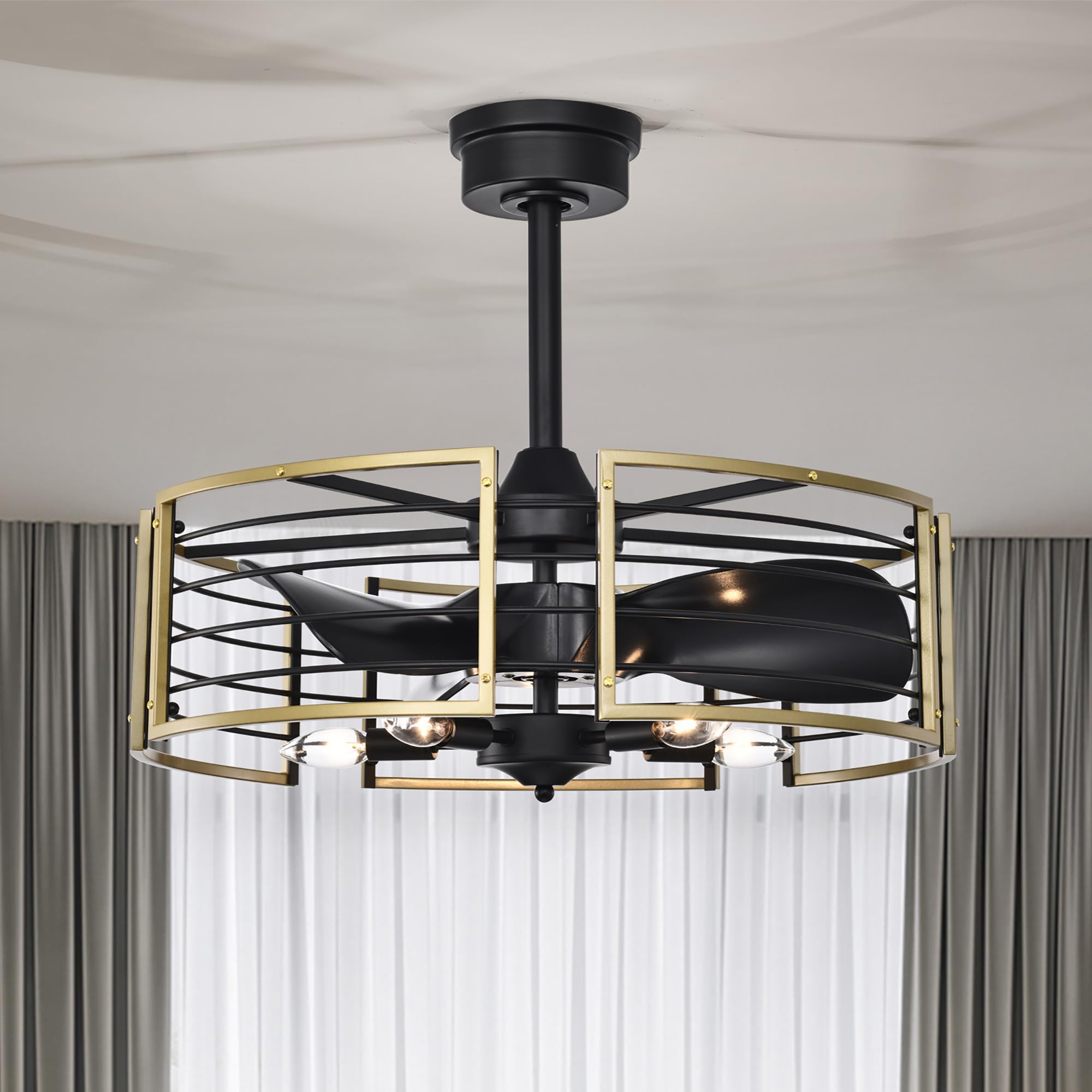 Home Accessories Veit 24 Inch Matte Gold Cage Design Fandelier