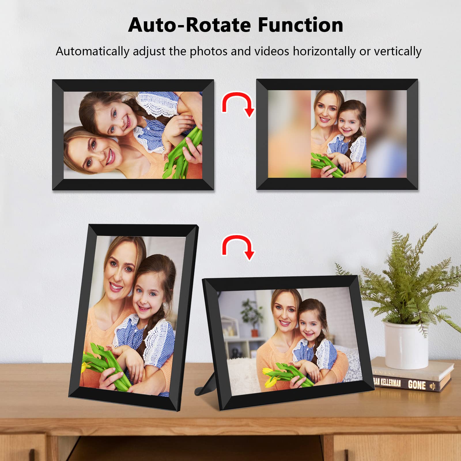 Frameo Digital Photo Frame, 10.1 Inch Wifi Digital Picture Frame With 1280X800 Ips Hd Touch Screen, 32Gb Storage Auto Rotate Wal