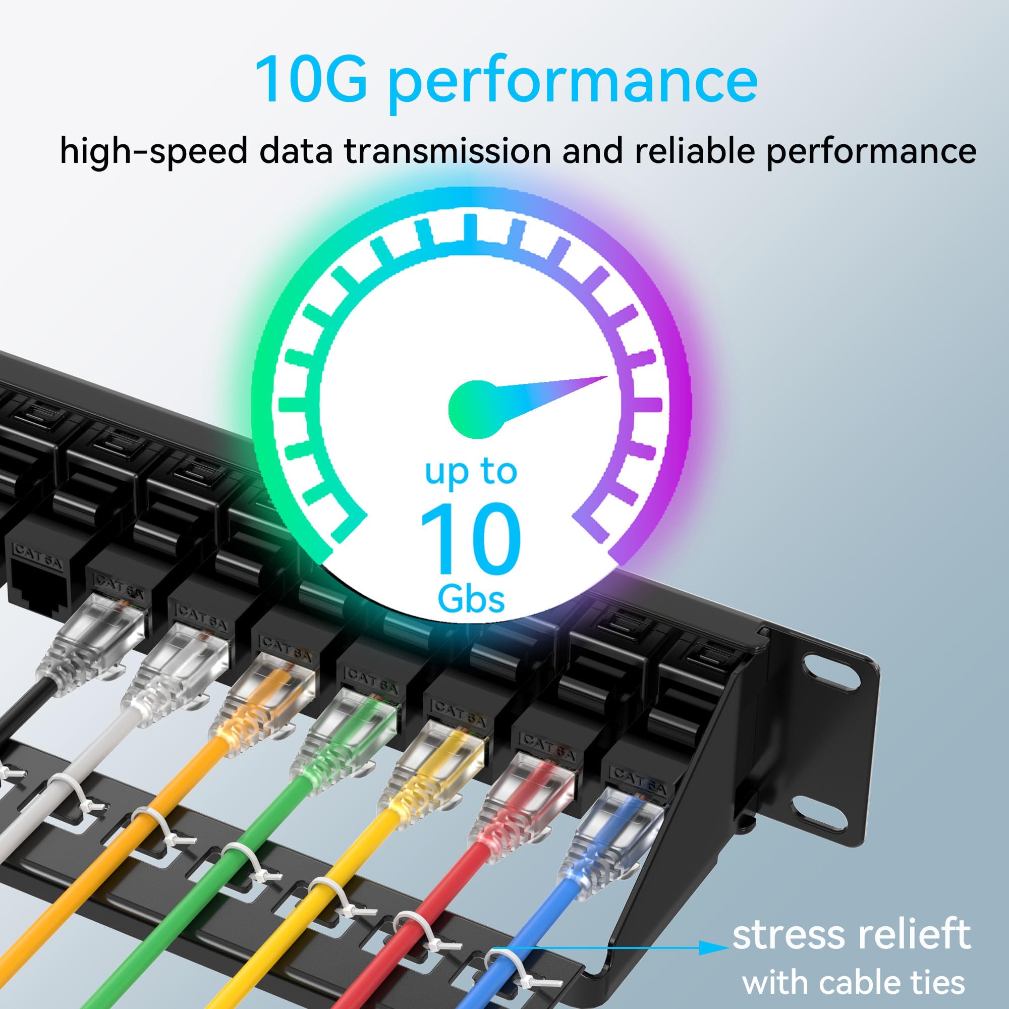 Sokqovt Patch Panel 24 Port Cat6A With Coupler Keystone, Cat6 Network Patch Panel 10G No Punch Down, Time Saver Ethernet 1U Rj45