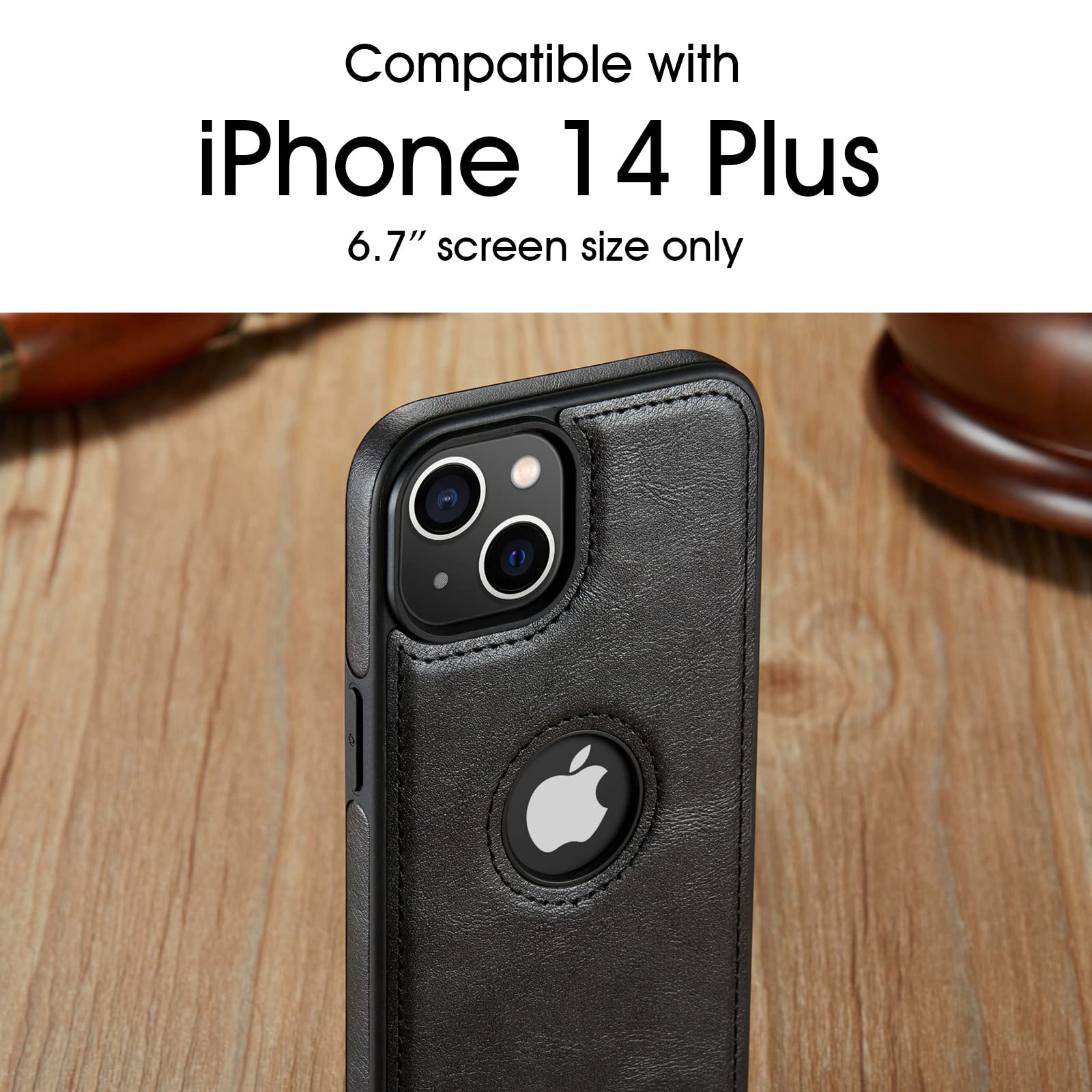 Casus Logo View Compatible With Iphone 14 Plus Case Slim Premium Vegan Leather Classic Luxury Elegant Thin Cover (2022) 6.7'' (B