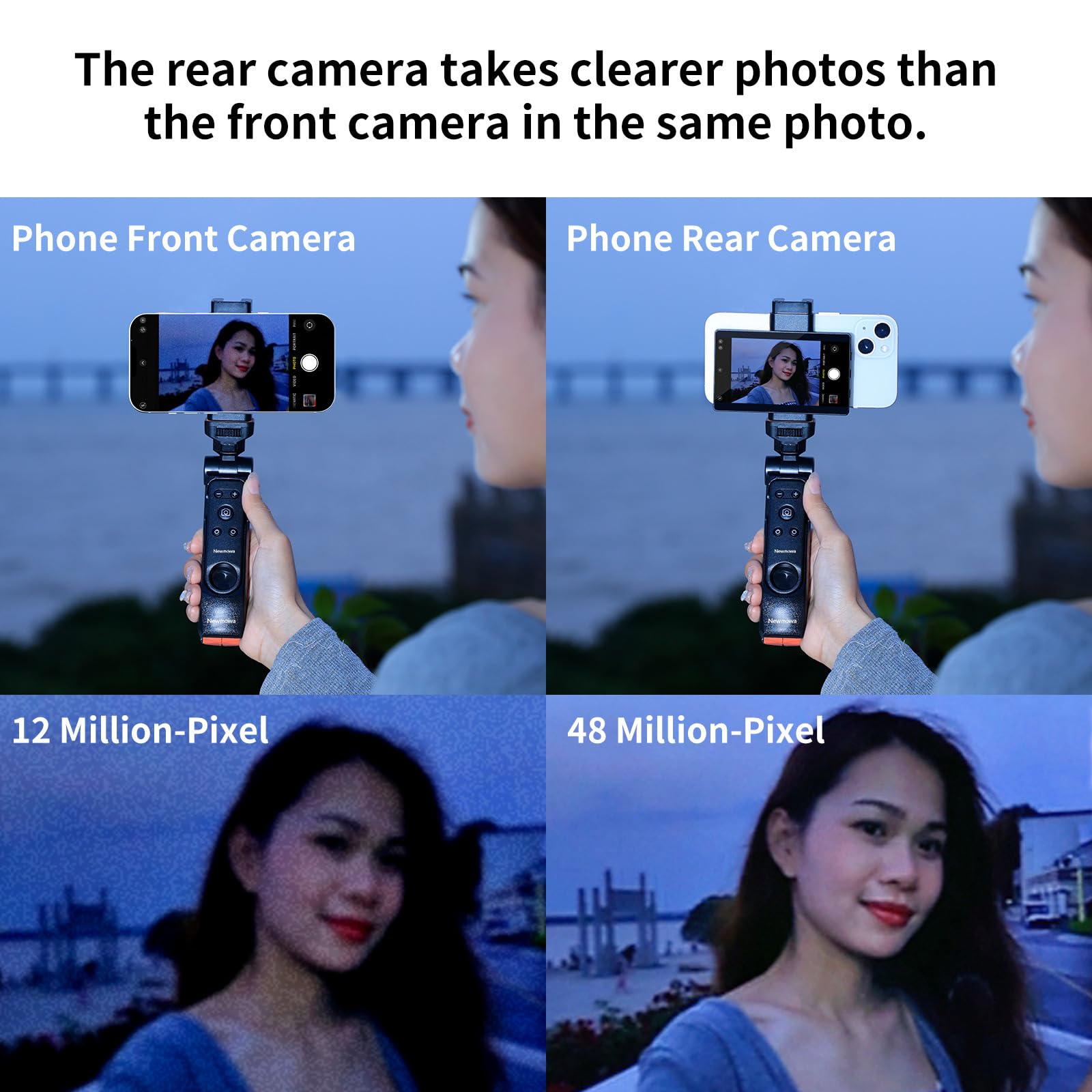 Newmowa Phone Vlog Selfie Monitor Screen, Magnetic Phone Holder Clip Mount, Using Phone Rear Camera For Selfie Vlog Live Stream