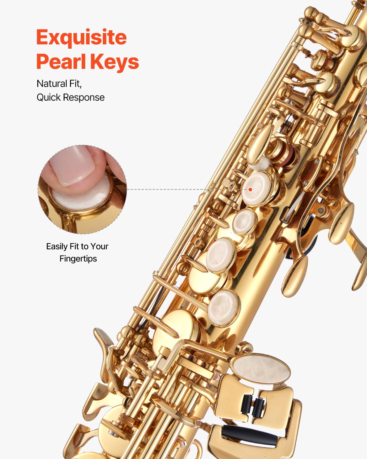 Vevor Straight Soprano Saxophone, B Flat, Brass Saxophone Beginner Kit With Carrying Case, Mouthpiece, Cleaning Cloth Rod, Glove