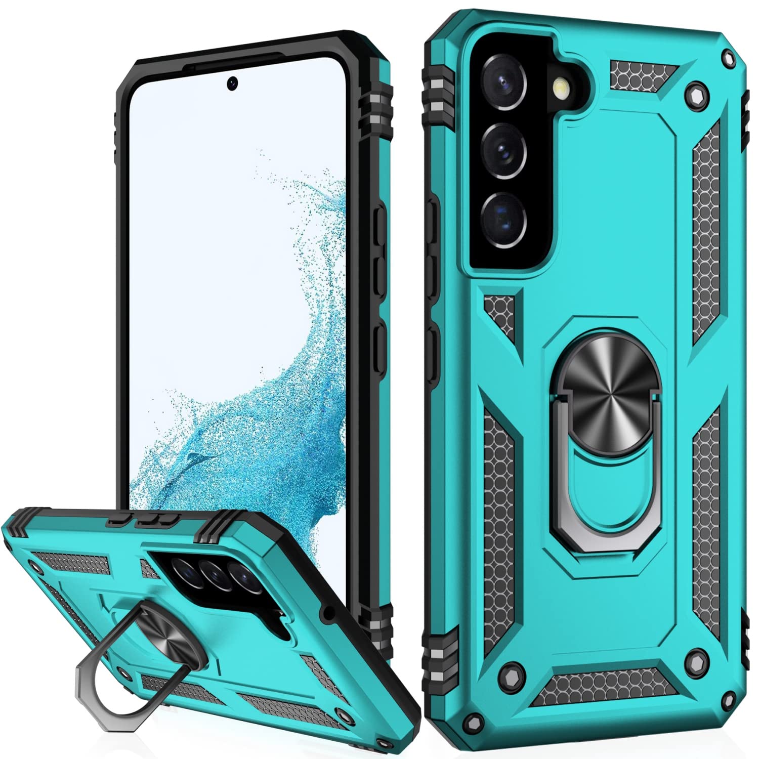 Ikazz For Galaxy S22 Case,Military Grade Shockproof Heavy Duty Protective Phone Cover Pass 16Ft Drop Test With Magnetic Kickstan