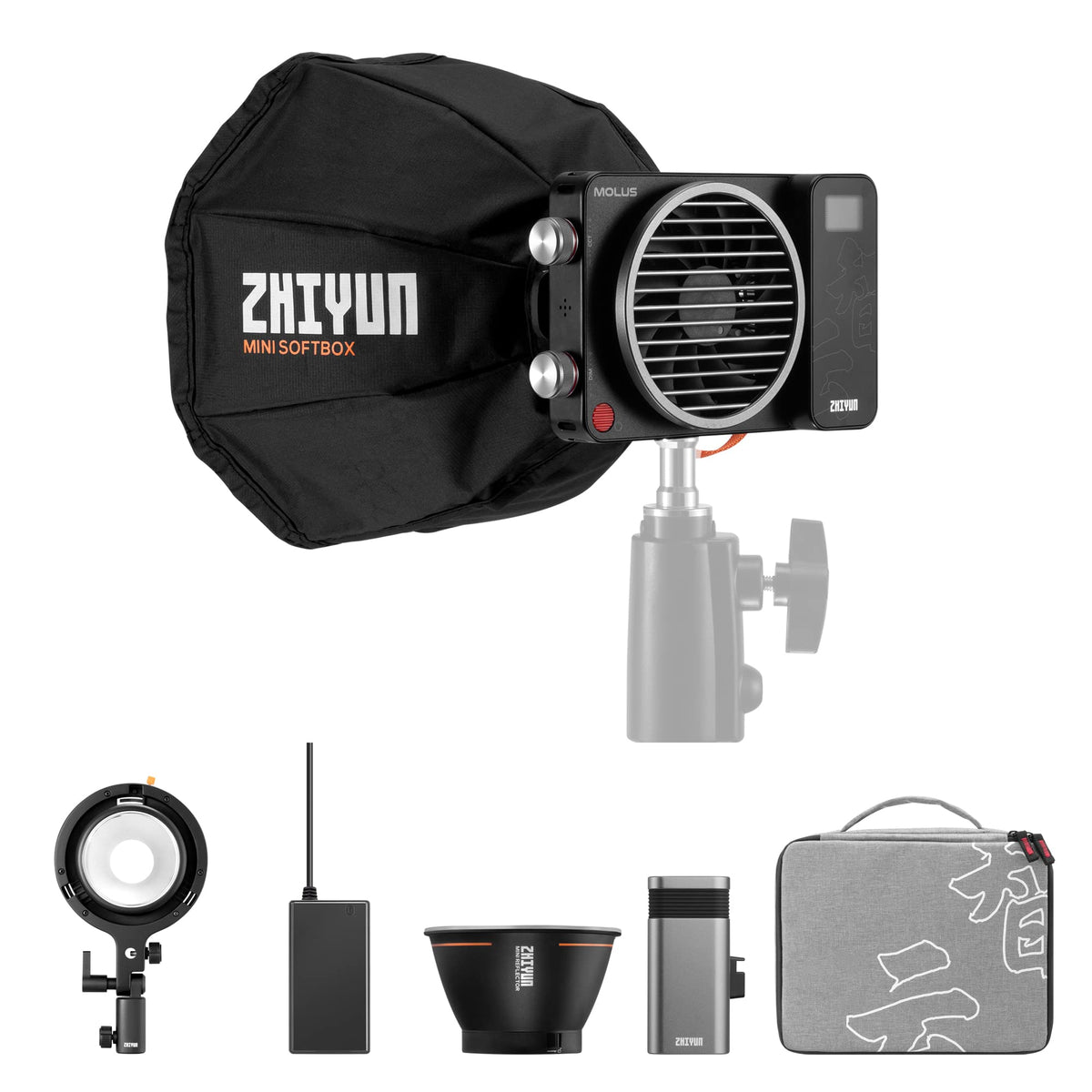 Zhiyun Molus X100 Pro 100W Cob Led Video Light, 2700K~6500K Camera Light, Cri 95+ Tlci 97+ With App Control Photography Lighting