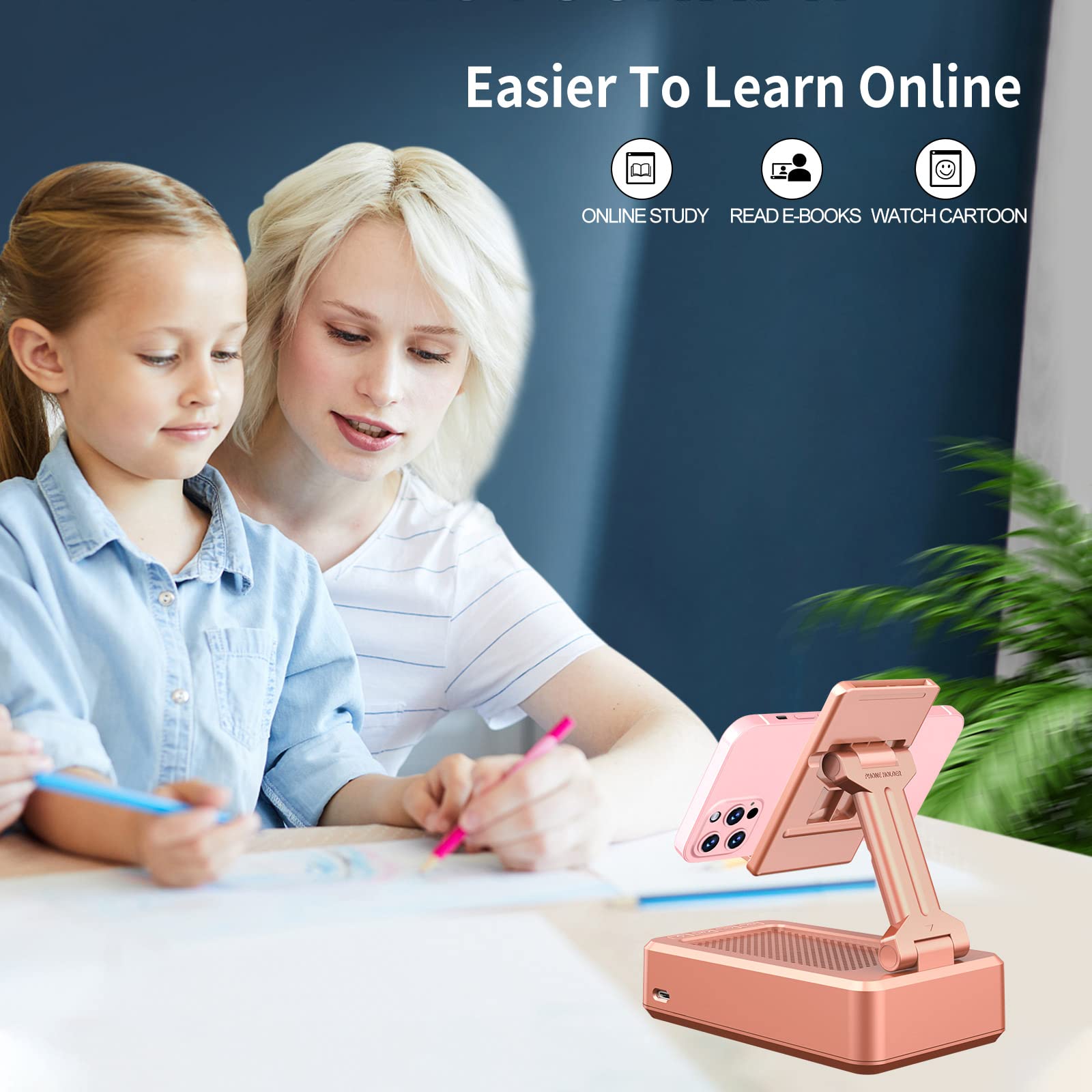 Jteman Portable Phone Stand With Speaker Bluetooth Wireless,Gifts For Men Women,Birthday For Women Men,Kitchen Gadgets For Men,P