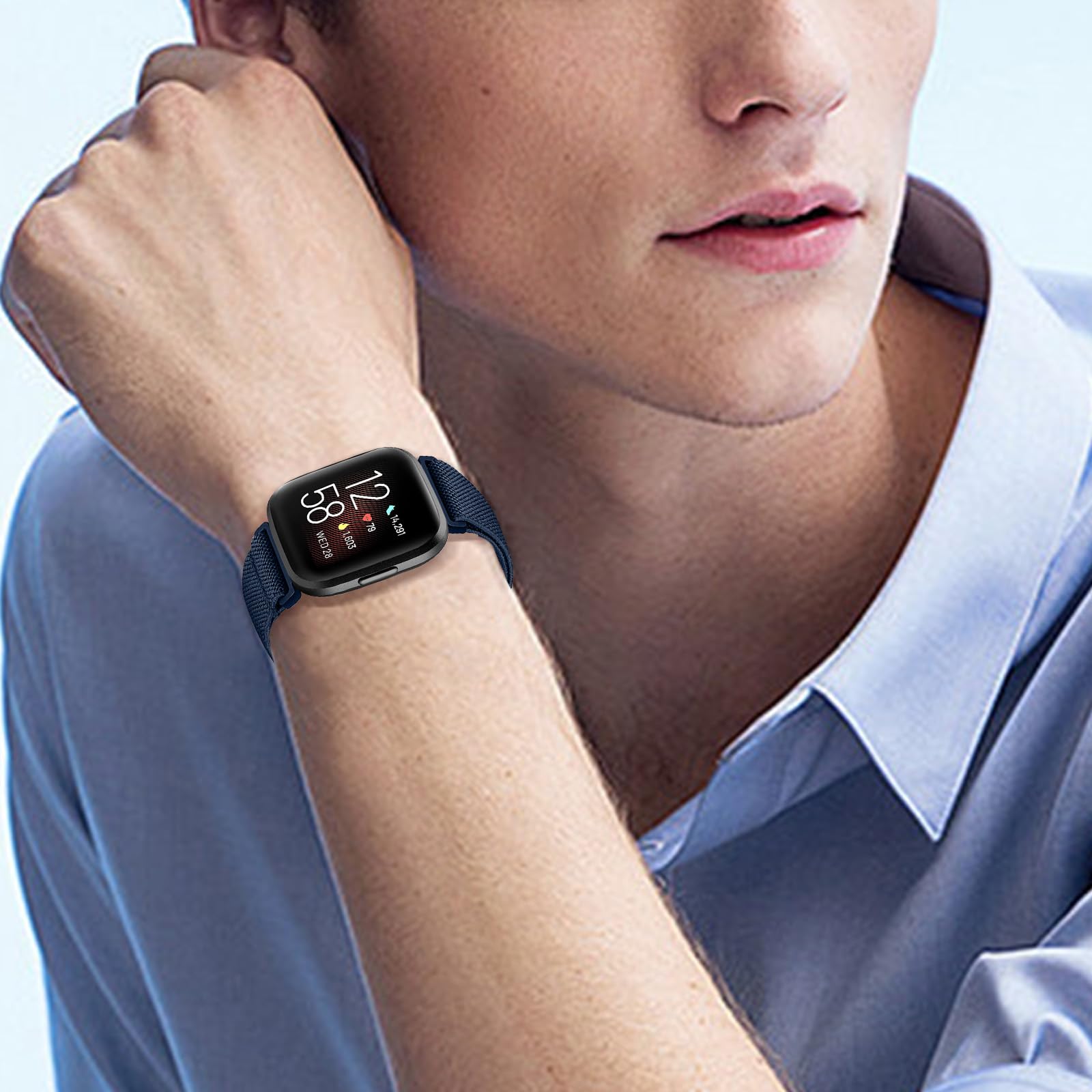 Chinber 5 Pack Bands Compatible With Fitbit Versa 2 Bands, Soft Adjustable Nylon Sport Band For Fitbit Versa Smart Watch Women M