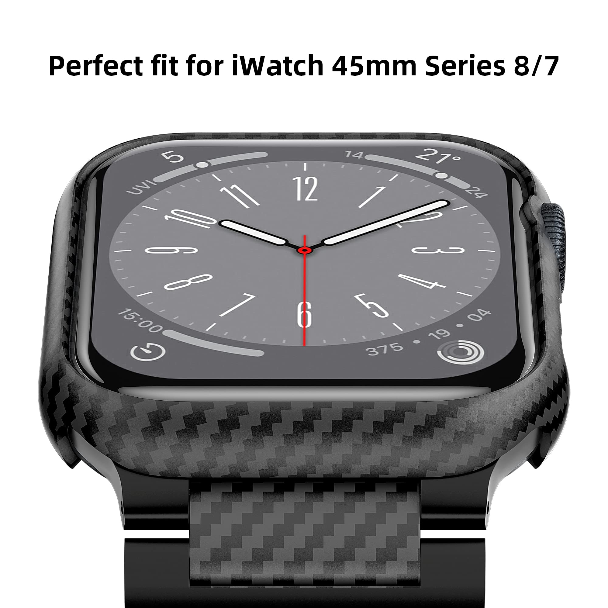 Iiteeology Compatible With Apple Watch 45Mm Carbon Fiber Case, Genuine Aramid Fiber