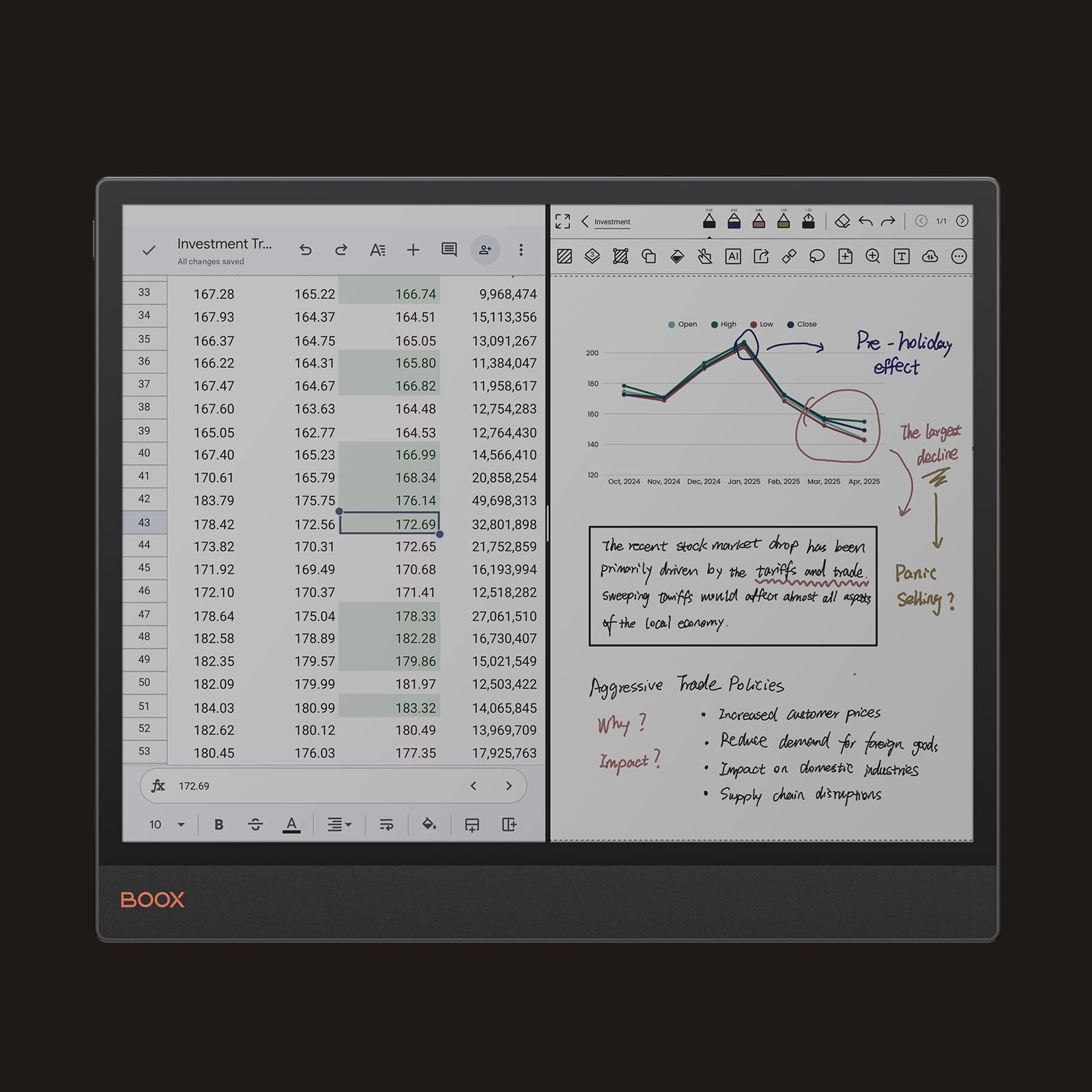 Boox Tablet Tab X C 13.3 Color Epaper 6G 128G E Ink Notebook