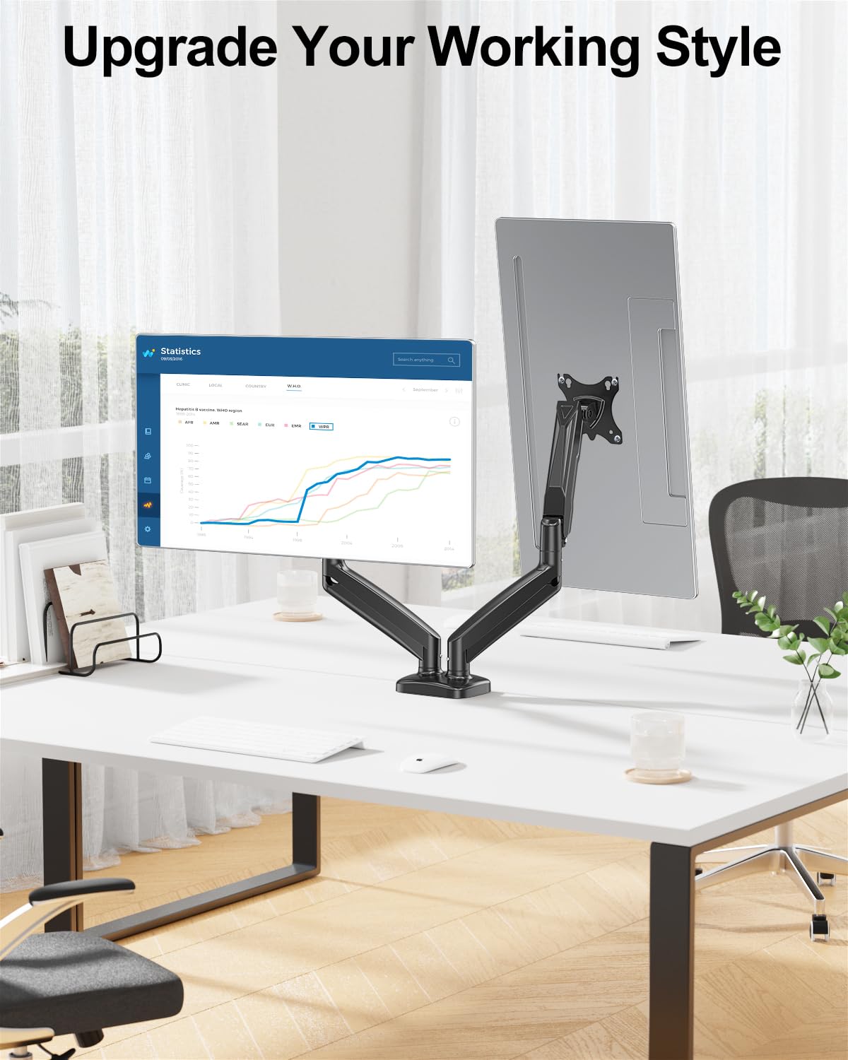 Mount Pro Dual Monitor Mount Fits 13 To 32 Inch Computer Screen, Height Adjustable Monitor Stand For 2 Monitors, Gas Spring Moni