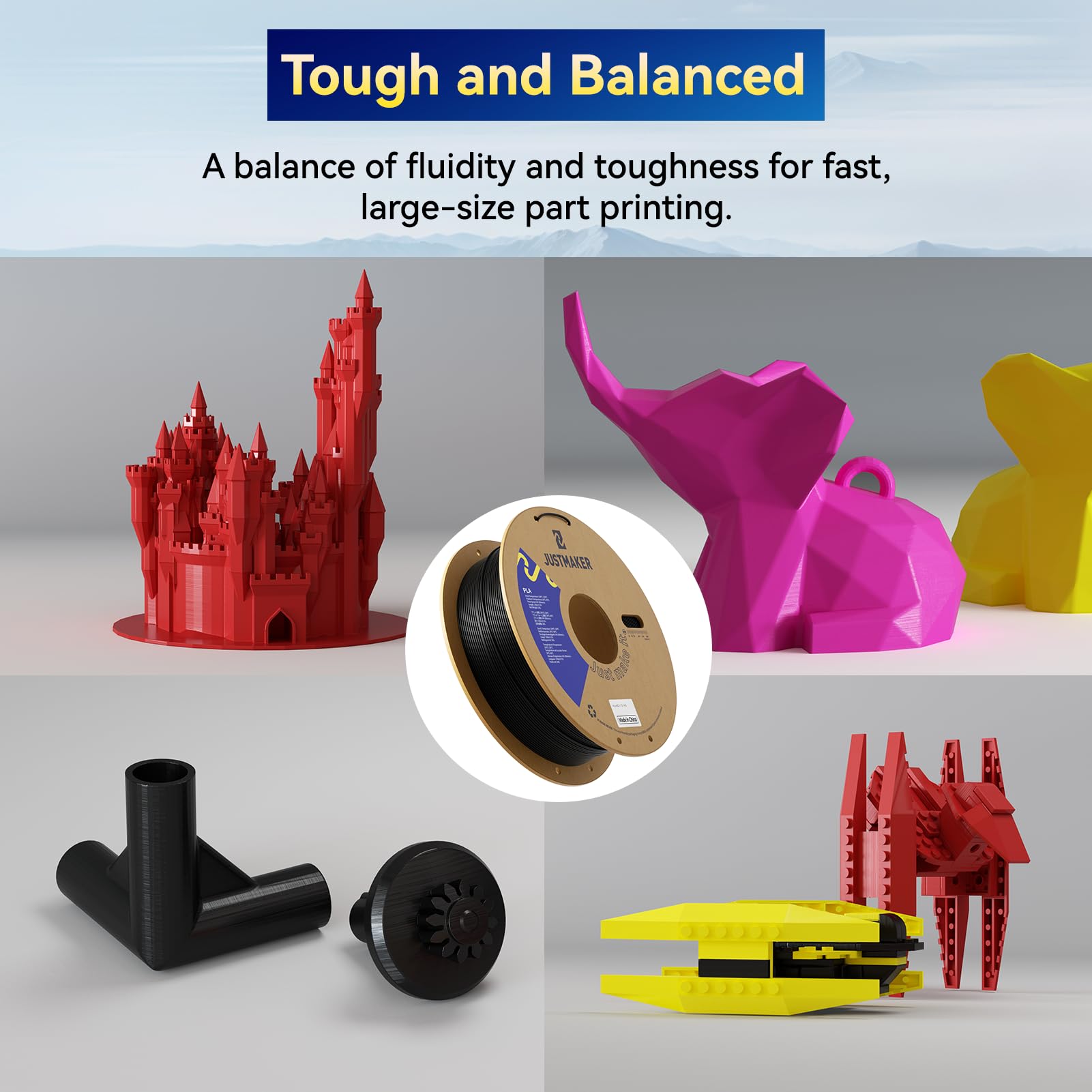 Justmaker Pla 3D Printer Filament, Upgrade Cardboard Spool, Print With Most 3D Printers, Dimensional Accuracy +/-0.03Mm, 1.75Mm,