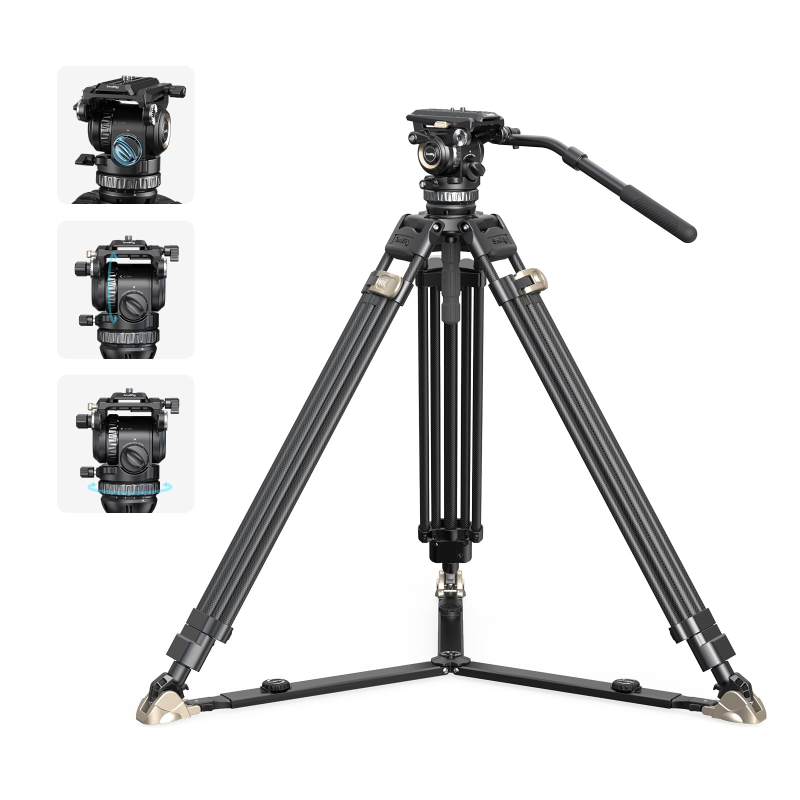 SmallRig AD-Pro8 FreeBlazer Counterbalance Carbon Fiber Video Tripod Kit, 77  Video Tripod with 6-Step Counterbalance, 4-Step Pa