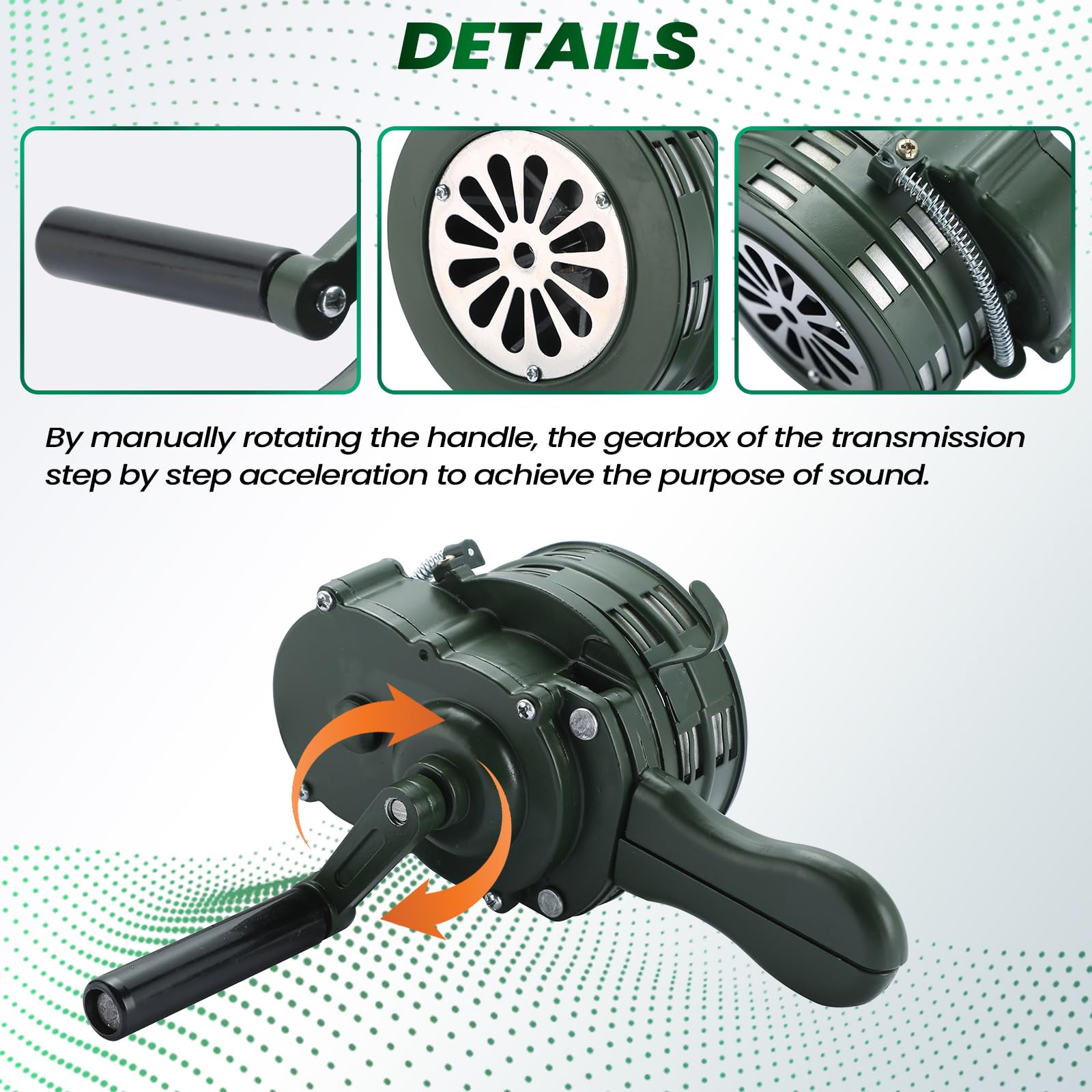 Maopiner Handheld Air Raid Siren, 110Db Hand Loud Crank Operated Air Raid Siren Home Self Protection Security Alarm Siren Alumin