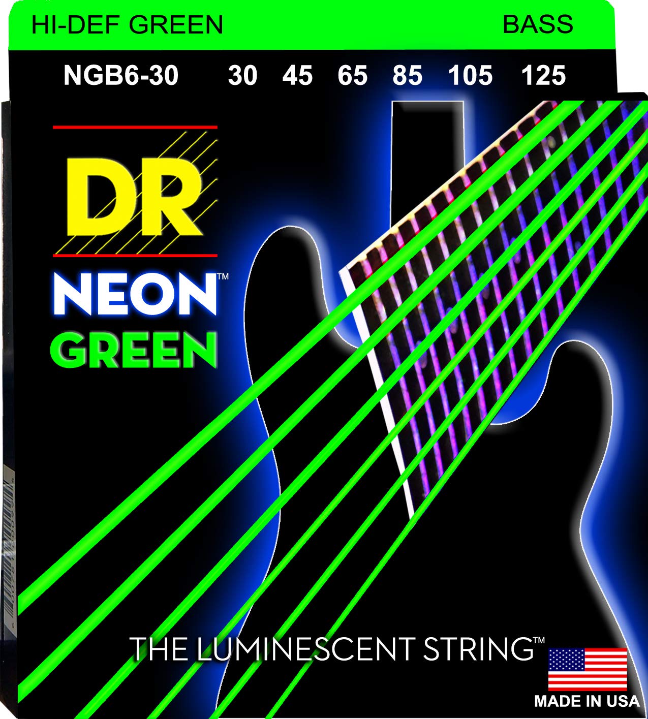 Dr Strings Hi Def Neon Bass Guitar Strings (Ngb6 30)