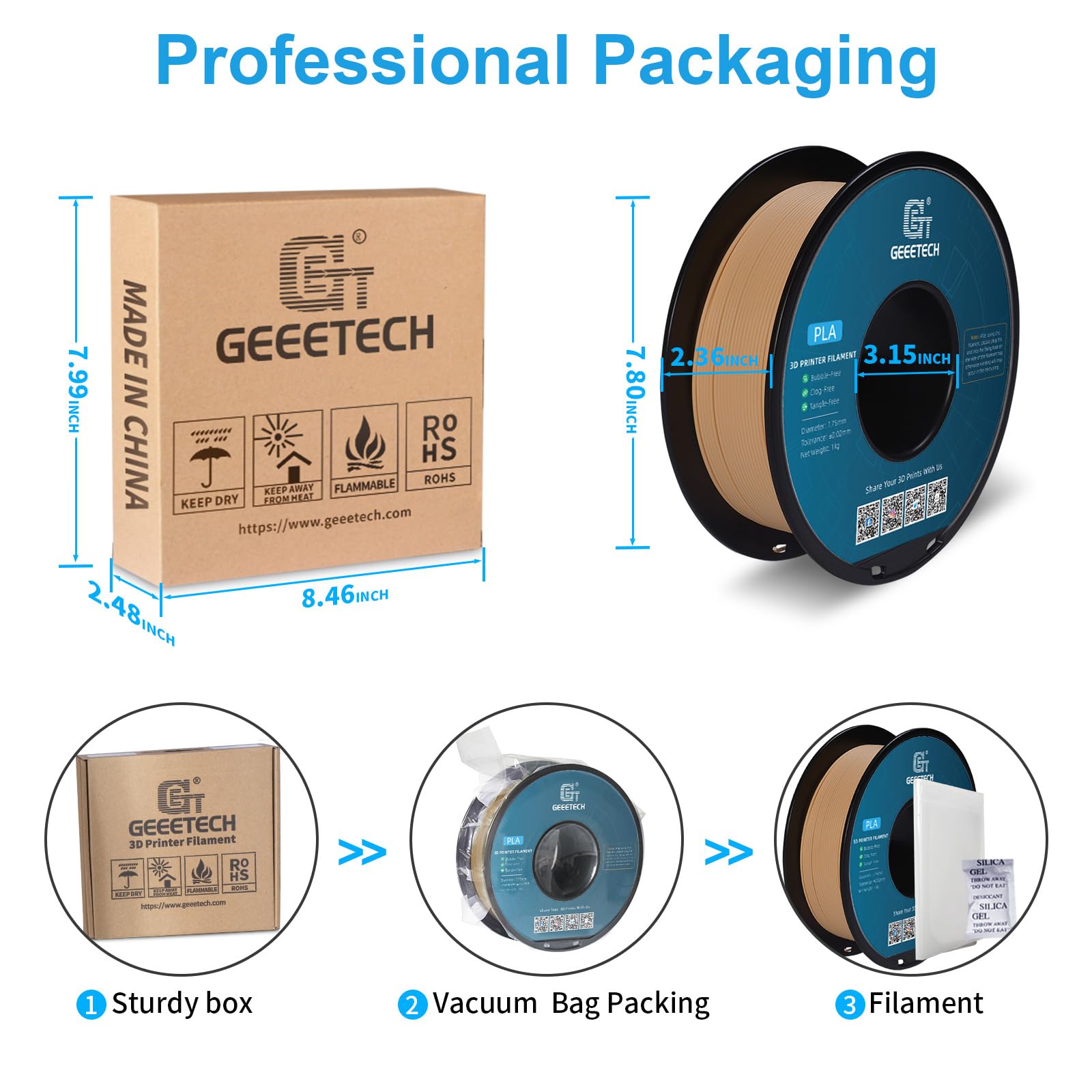 Geeetech Matte Pla Filament 1.75Mm, Skin Color Pla Matte 3D Printer Filament 1Kg Spool (2.2Lbs), Dimensional Accuracy +/- 0.02 M