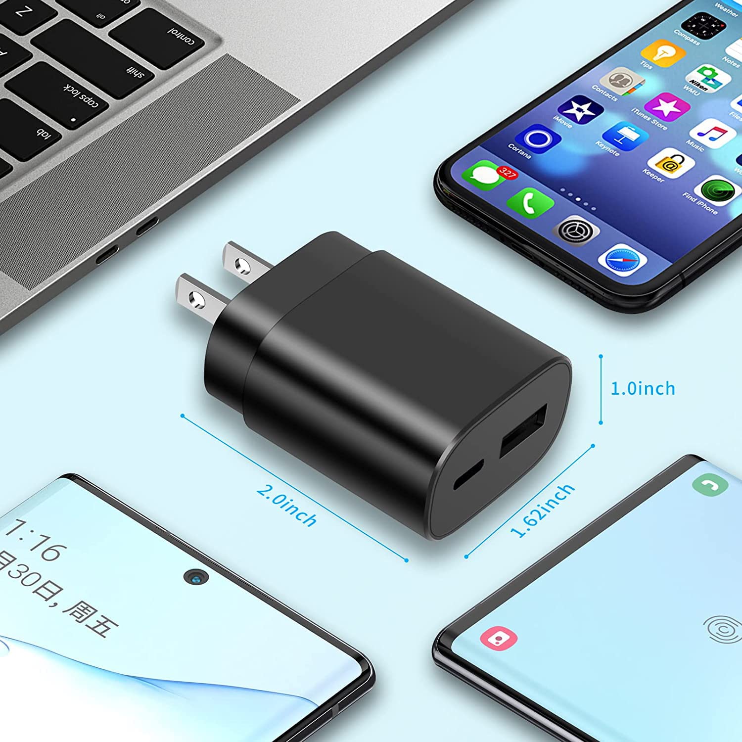Jascenic 25W Super Fast Dual Port Type C Wall Charger EP-TA800 Black