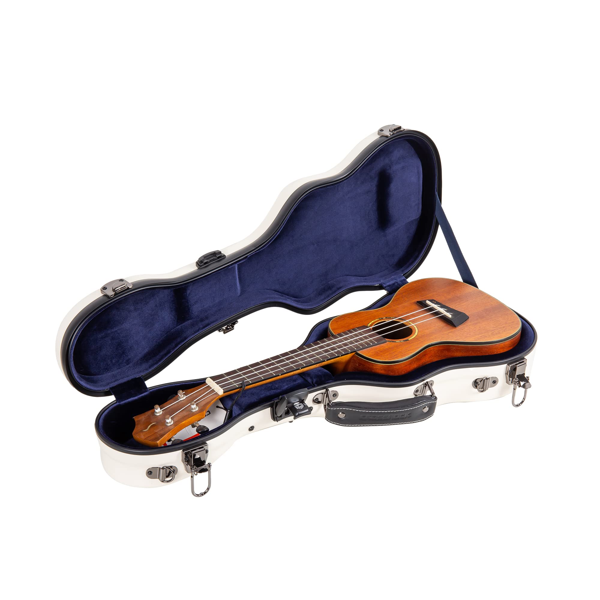 Crossrock Fiberglass Case With Tsa Lock For 24 Concert Ukulele-Milky White(Crf2020Cumw)