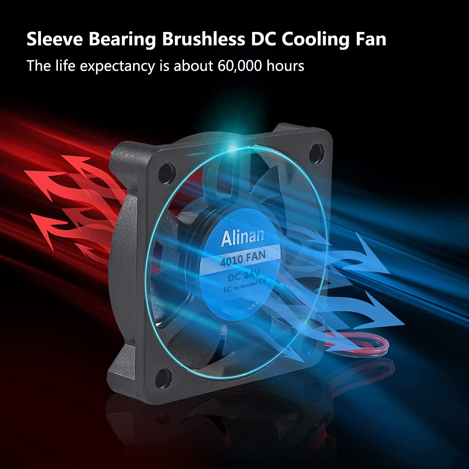 Alinan 6Pcs 4010 24V Sleeve Bearing Brushless Cooling Fan 40 * 40 * 10Mm With 2Pin Terninal 3D Printer Cooling Fan Computer Fan
