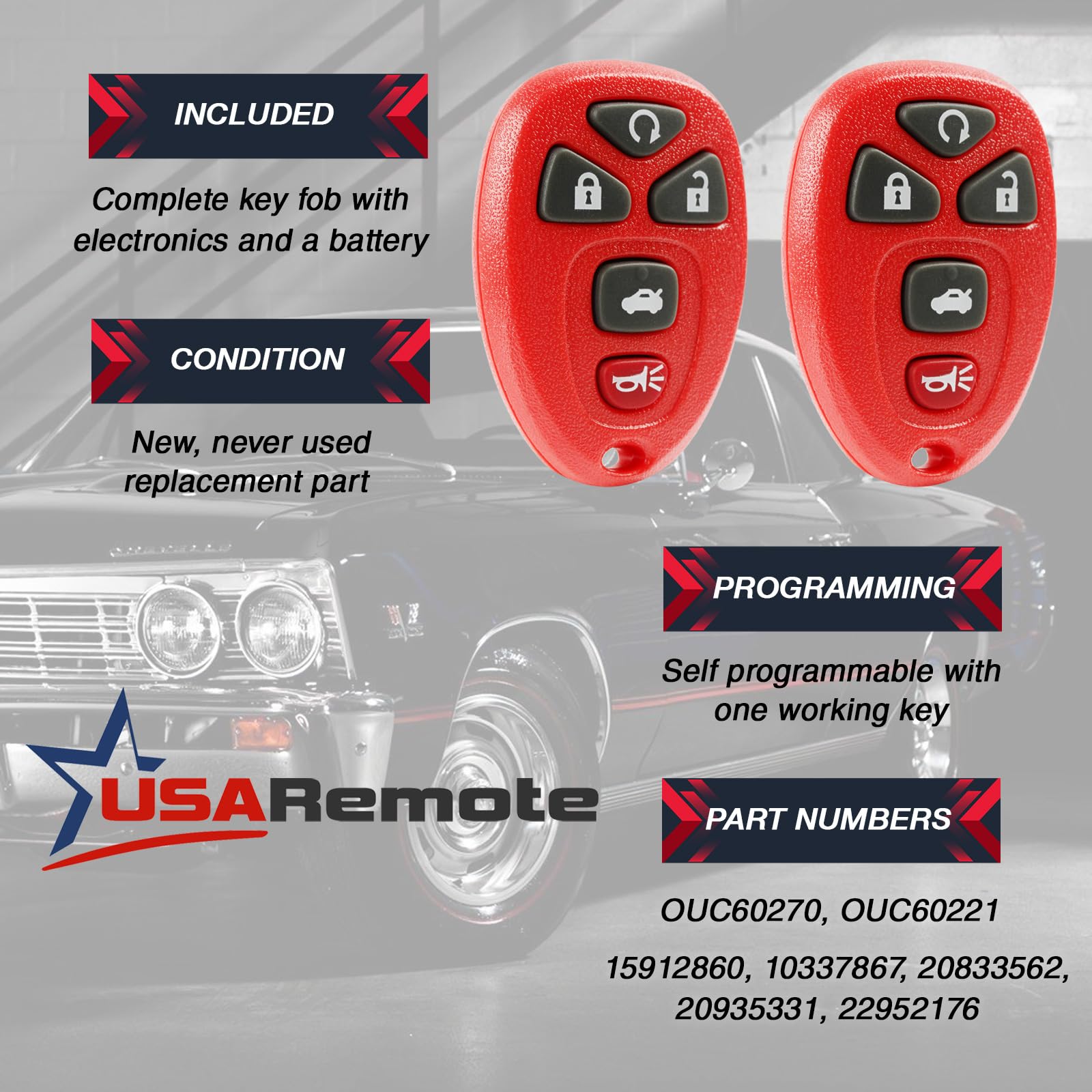 Key Fob Keyless Entry Remote Fits Chevy Impala Monte Carlo / Cadillac Dts / Buick Lucerne 2006 2007 2008 2009 2010 2011 2012 201