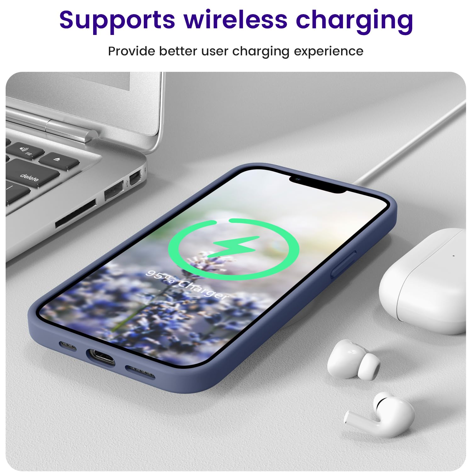 Otofly Designed For Iphone 13 Case, Silicone Shockproof Slim Thin Phone Case For Iphone 13 6.1 Inch (Lavender)