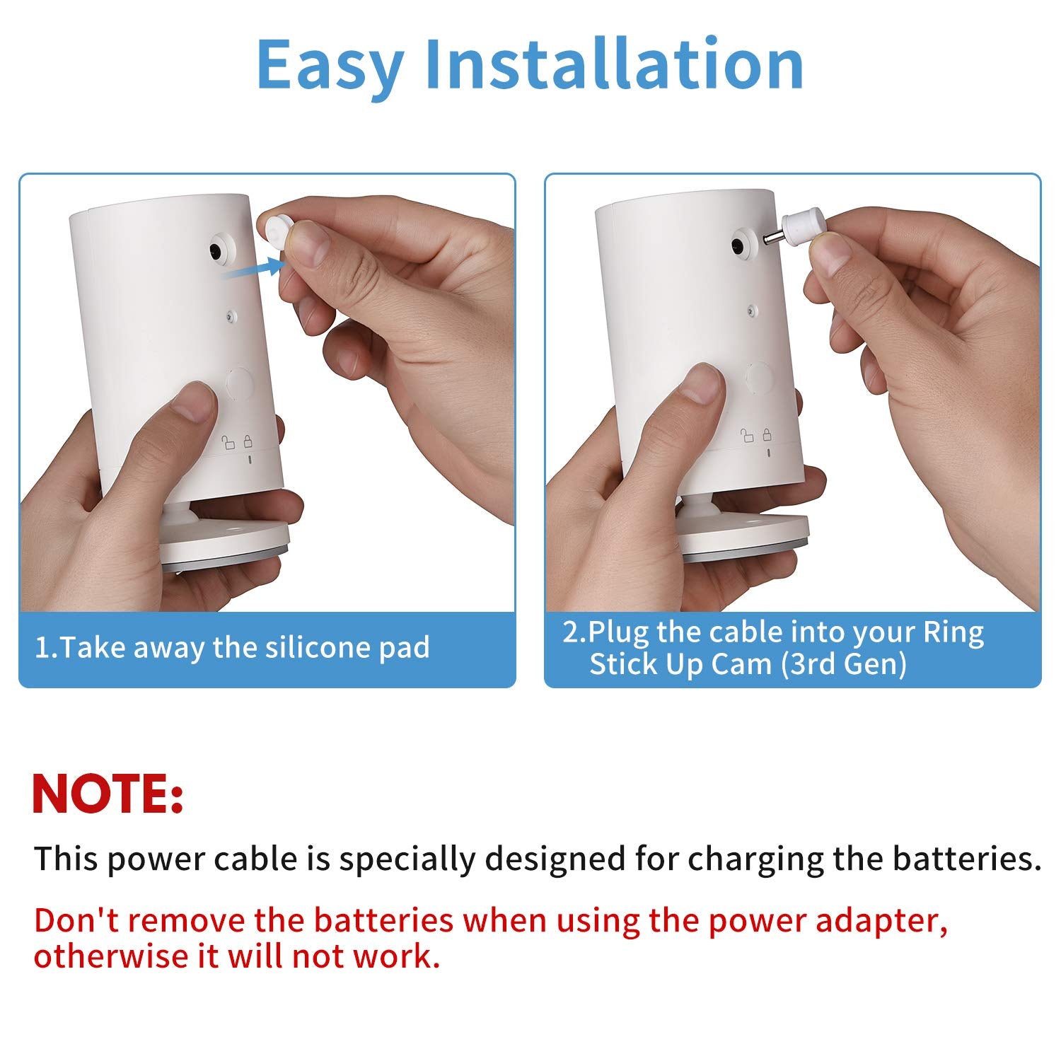 2Pack Power Adapter For Ring Stick Up Cam Battery(3Rd Gen), With 30Ft/9M Weatherproof Outdoor Cable Continuously Charge Your Cam