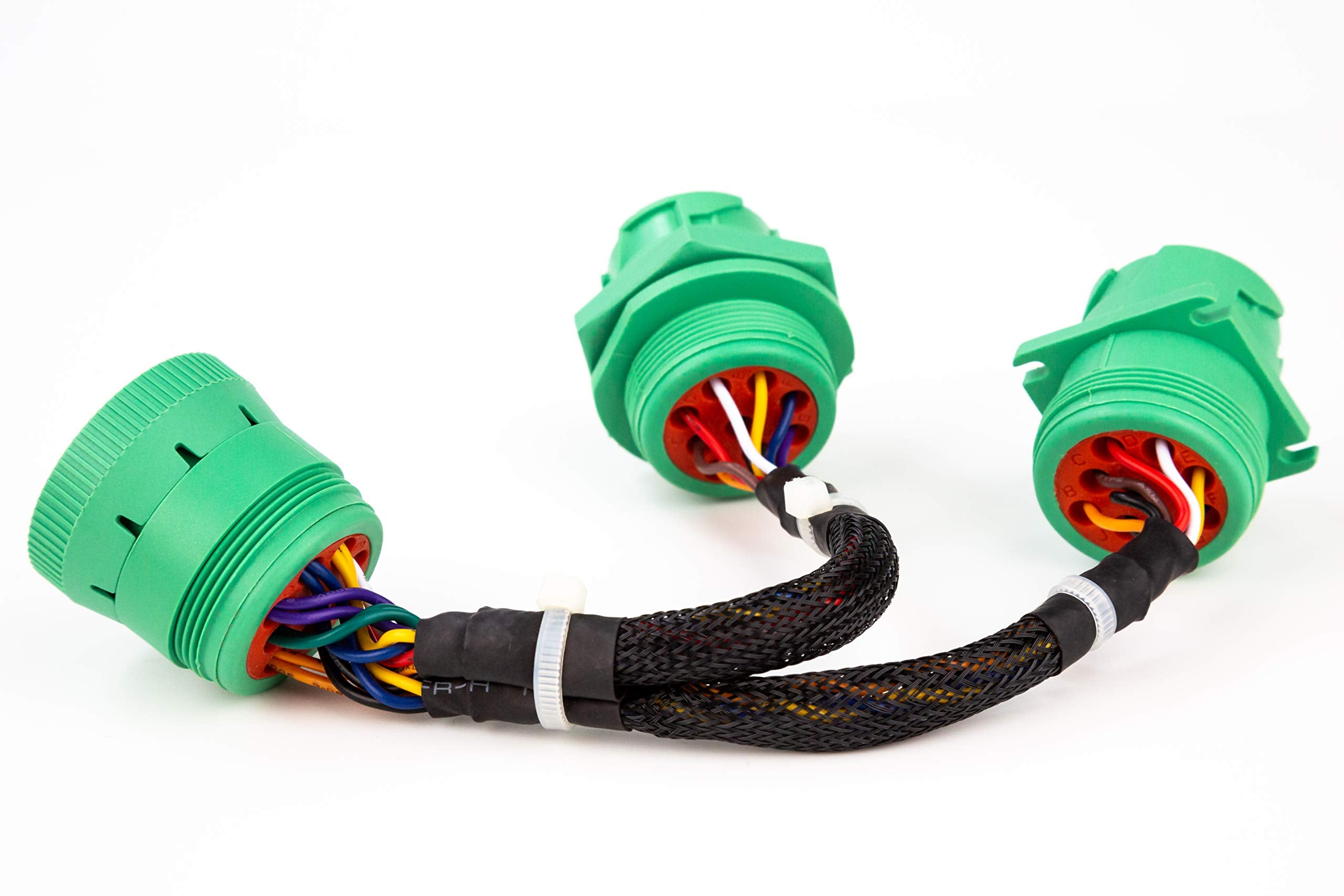 YPP TYPE2 SAE J939 Splitter Y Cable - 9pin Data Power Extension for Truck ELD GPS Tracker - Green