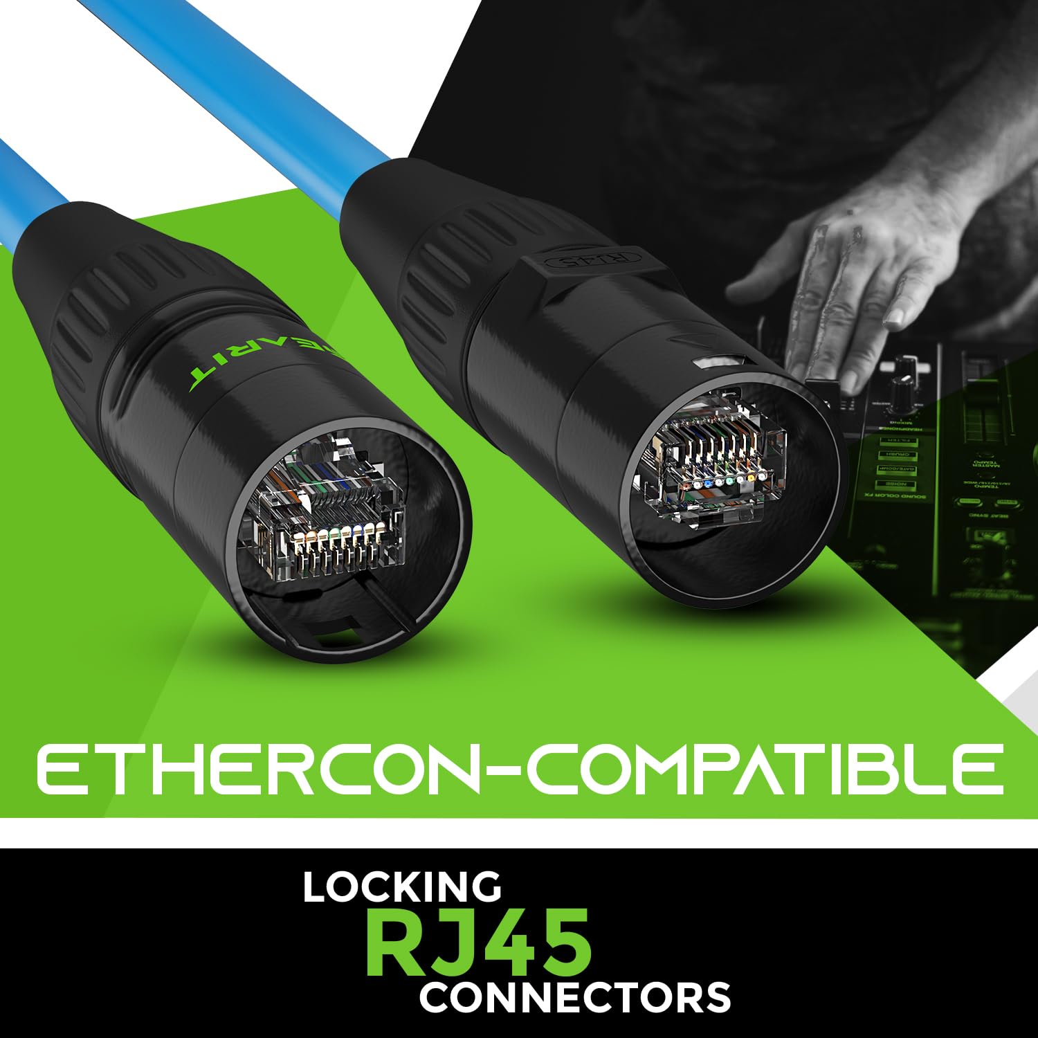 Gearit Cat6 Ethernet Cable, Ethercon Compatible (10 Feet) Rj45 Connectors For Pro Audio, Aluminum Shielded, Oxygen Free Copper