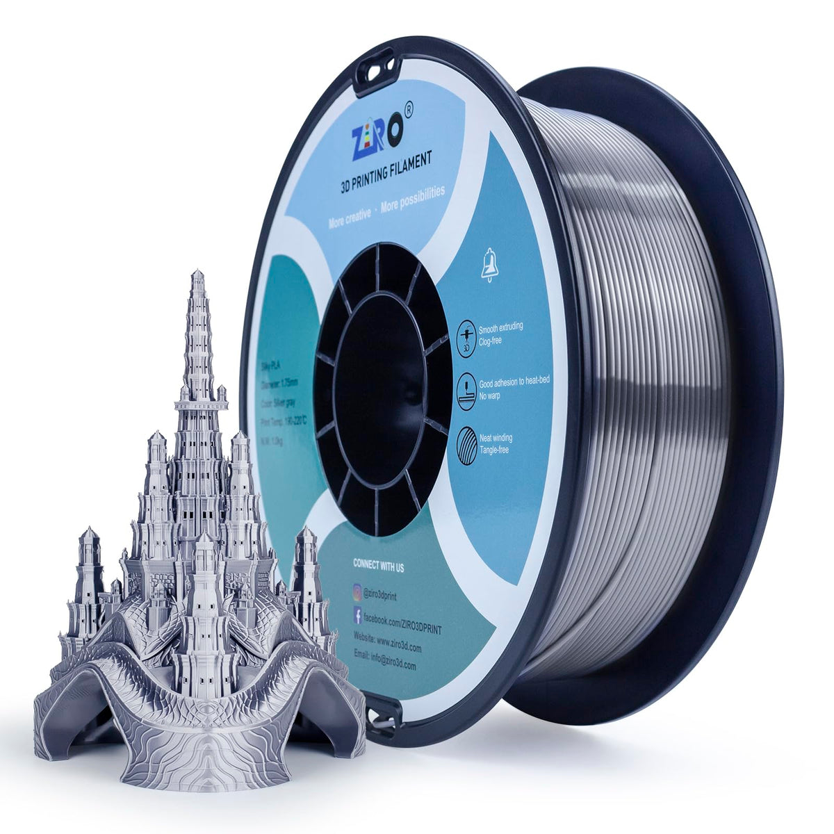 Ziro Pla Filament 1.75Mm Silk, Shine 3D Printer Filament Silky, Shiny 3D Printing Filament, Dimensional Accuracy +/  0.03Mm, Fit