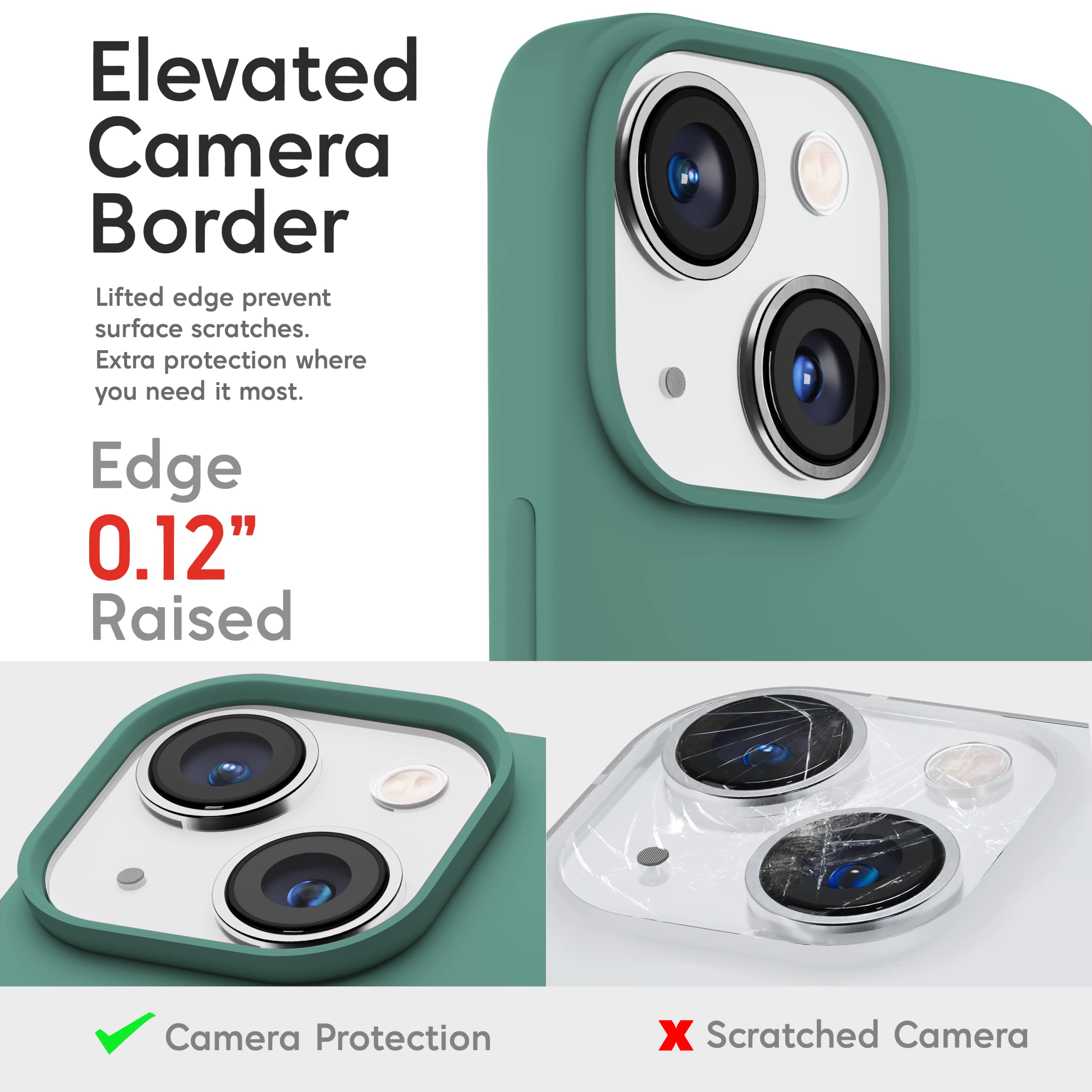 IceSword iPhone 14 Case Liquid Silicone Slim Protective Pine Green 6.1 inch