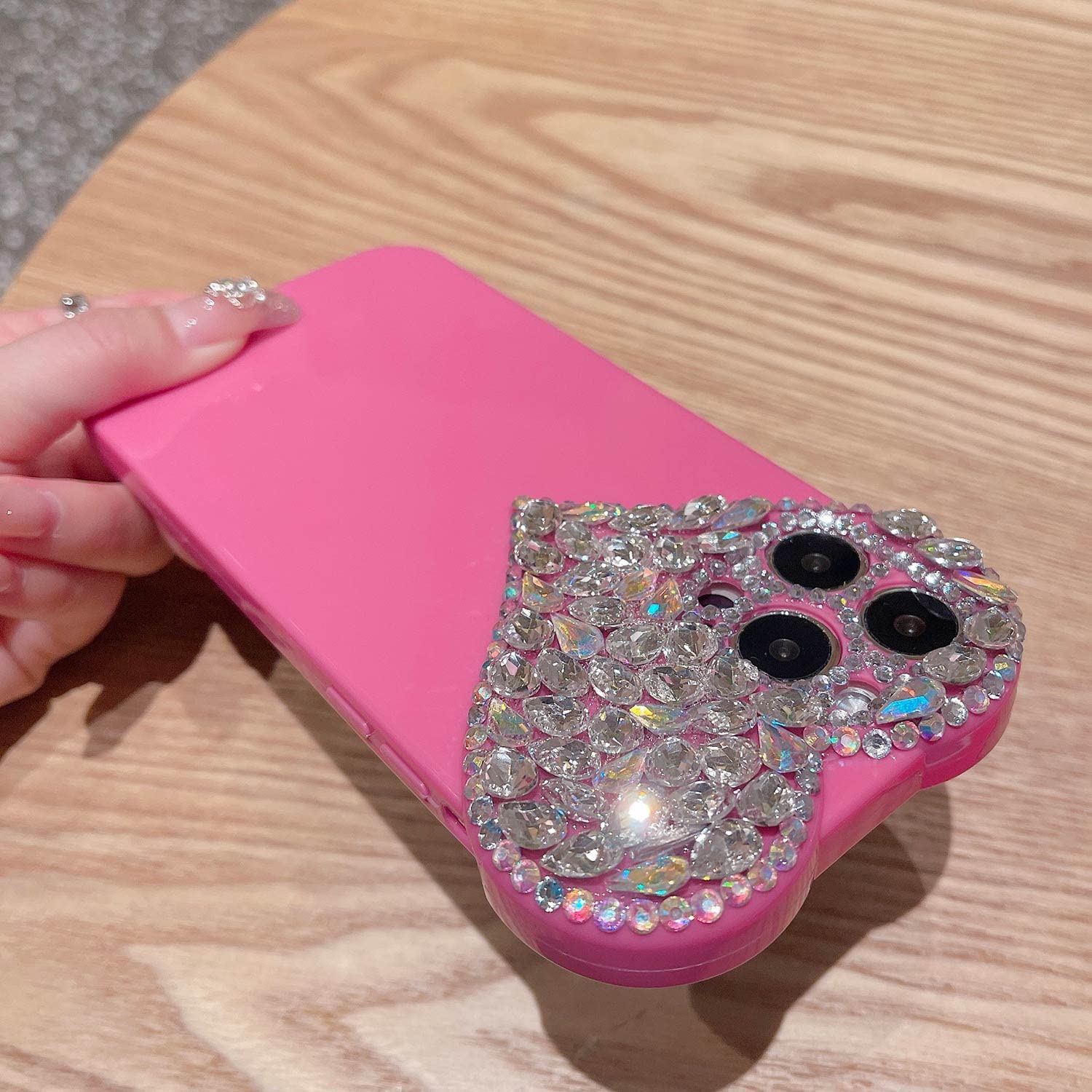 Enytdmo Cute Iphone 13 Pro Case 3D Glitter Sparkle Bling Case For Women Girls, Pretty Rhinestone Diamond Cute Aesthetic Love Hea